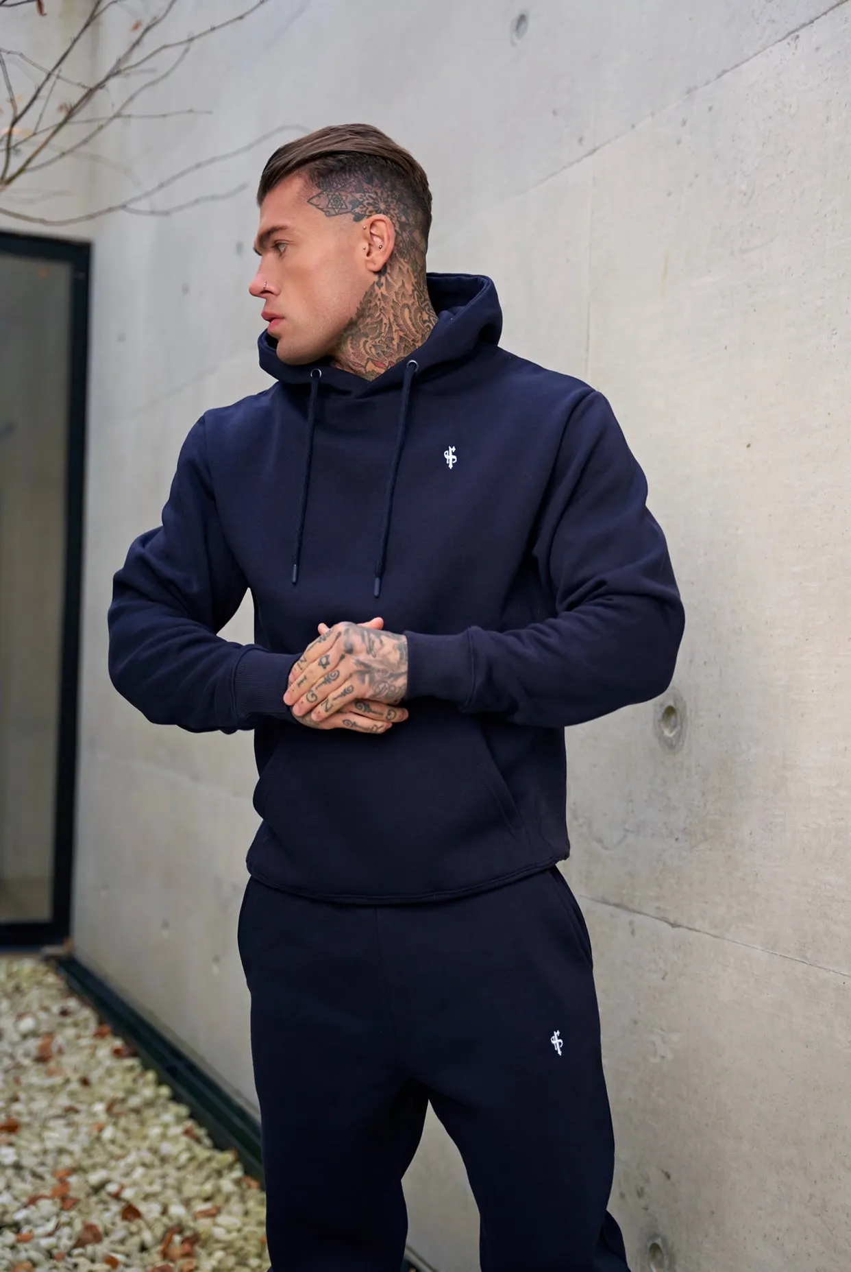 Father Sons Navy Relaxed Fit Rib Panel Overhead Hoodie and Kangaroo Pocket - FSH723 sold by Father Sons