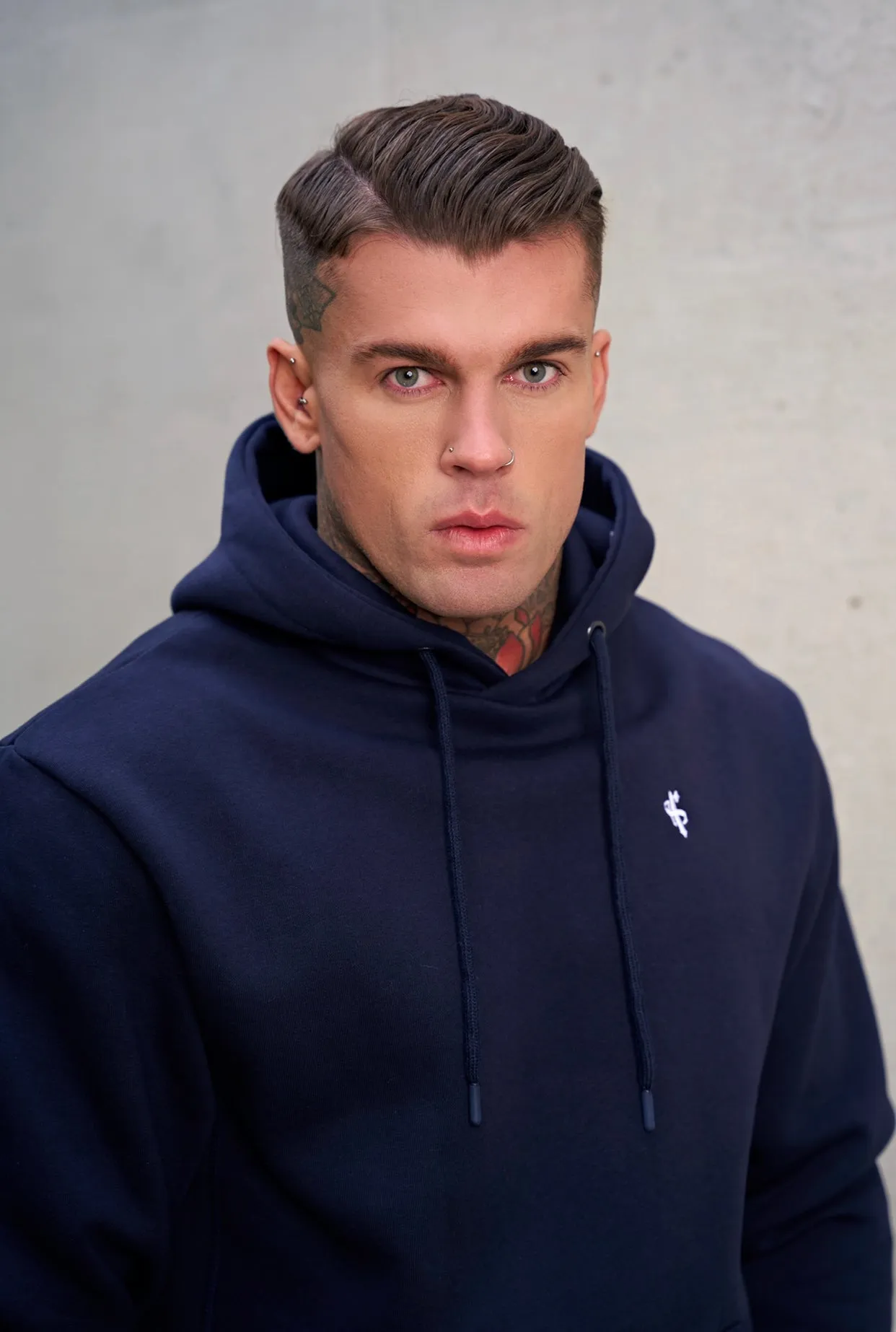 Father Sons Navy Relaxed Fit Rib Panel Overhead Hoodie and Kangaroo Pocket - FSH723 sold by Father Sons product image thumbnail 3