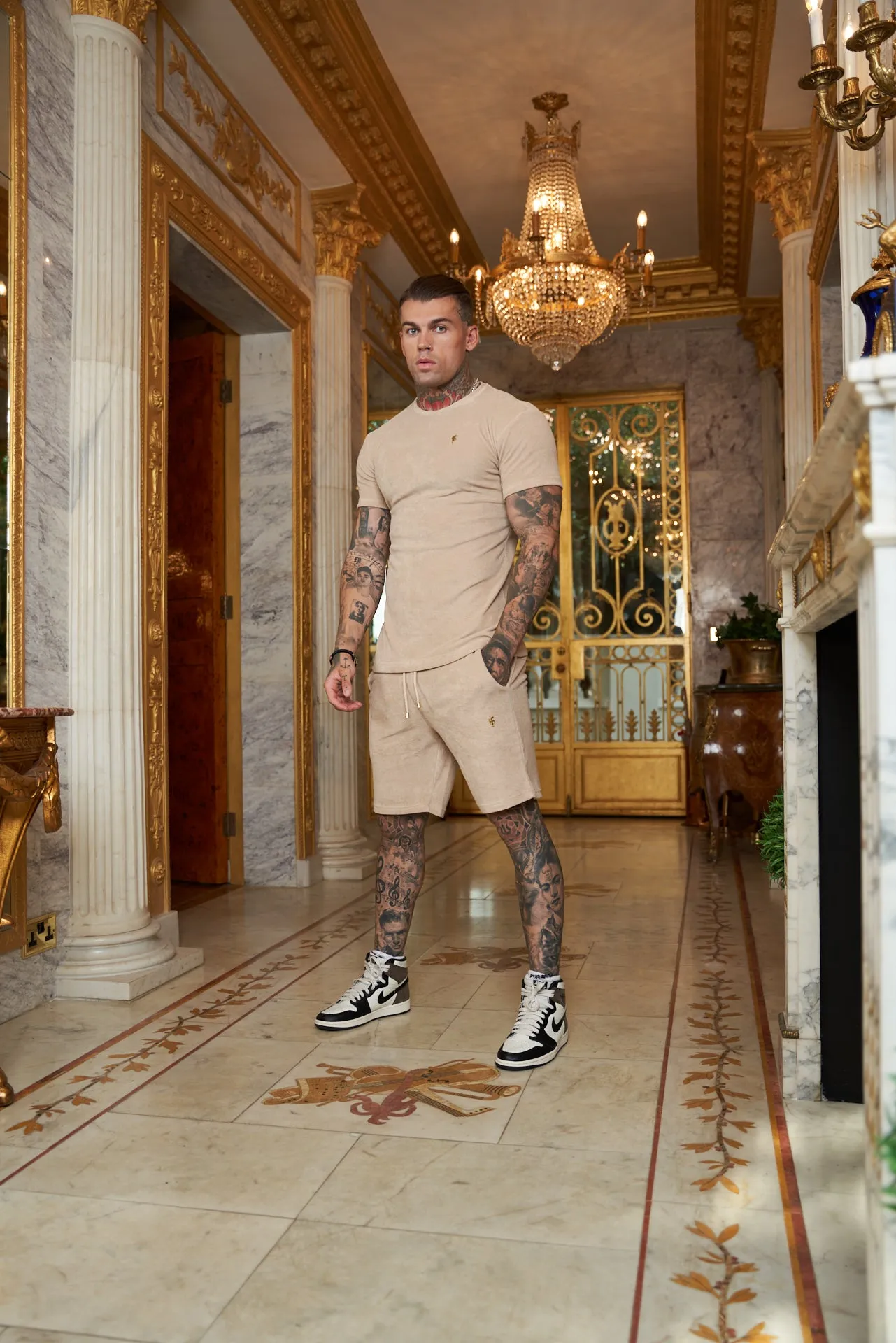 Father Sons Beige Towelling Shorts - FSTS663 sold by Father Sons product image thumbnail 4