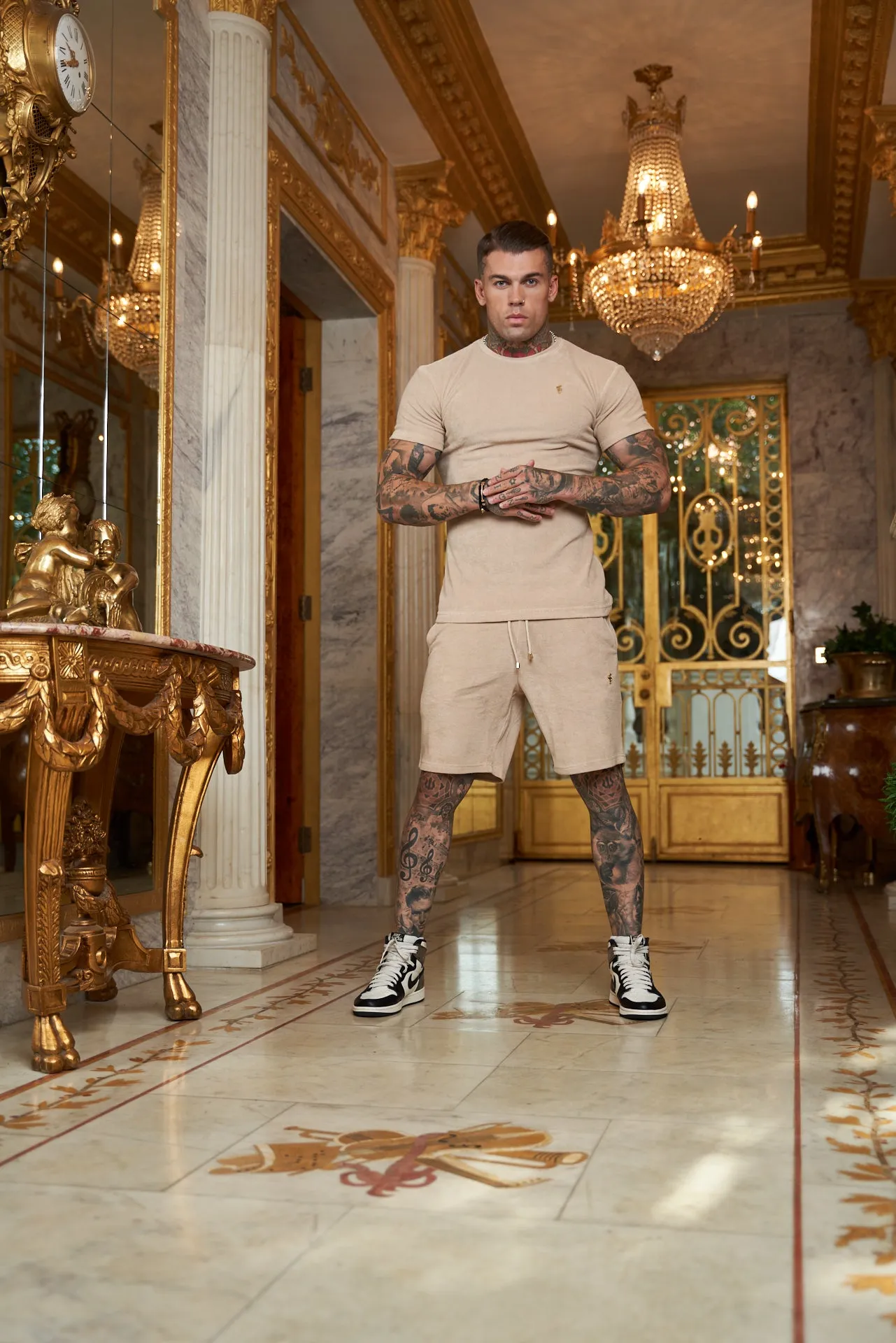 Father Sons Beige Towelling Shorts - FSTS663 sold by Father Sons product image thumbnail 2