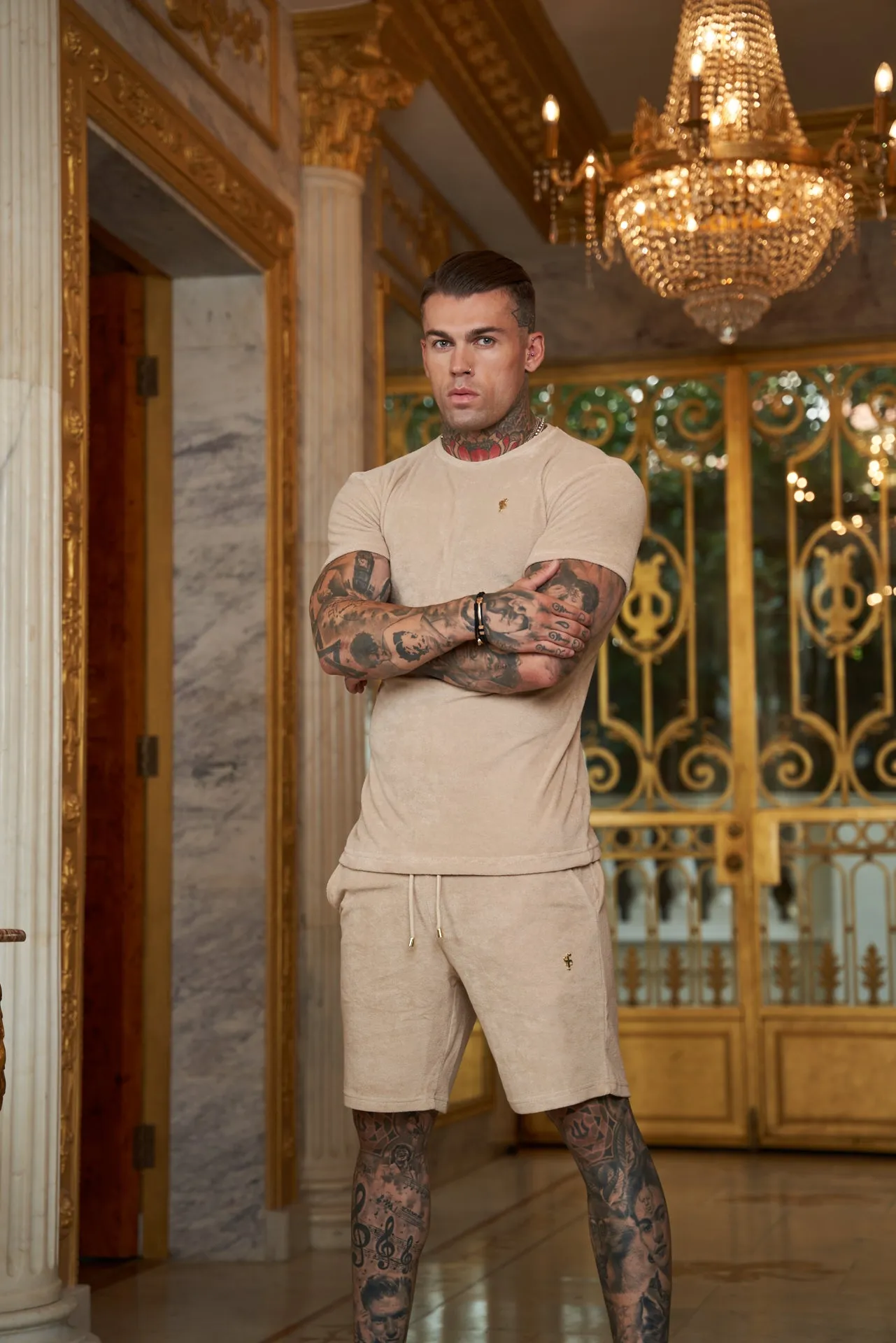 Father Sons Beige Towelling Shorts - FSTS663 sold by Father Sons product image thumbnail 5