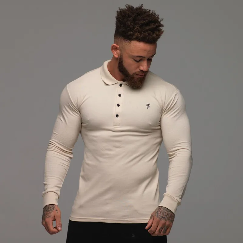 Father Sons Classic Sand Long Sleeve Polo Shirt - FSH038 (LAST CHANCE) sold by Father Sons