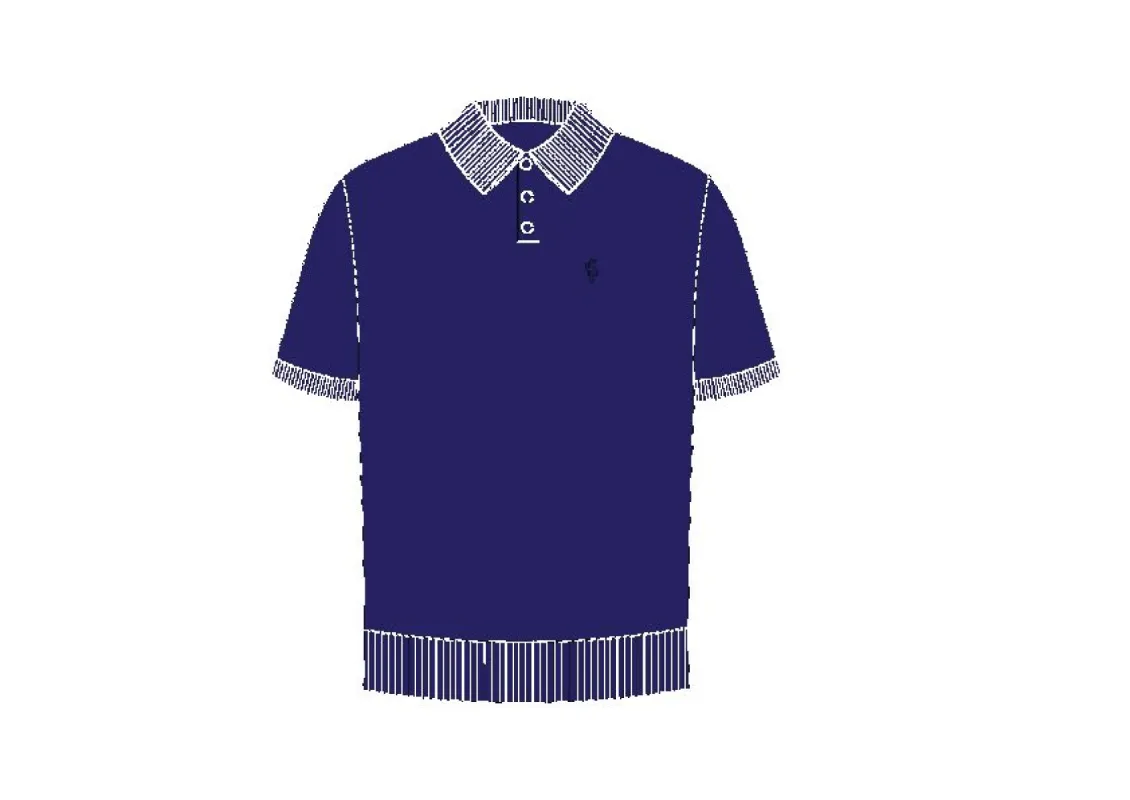 Classic Plain Navy Knitted Polo Short Sleeve - FSN109 sold by Father Sons