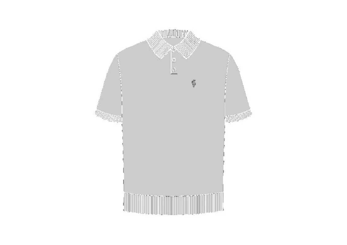 Classic Plain Light Grey Knitted Polo Short Sleeve - FSN110 sold by Father Sons