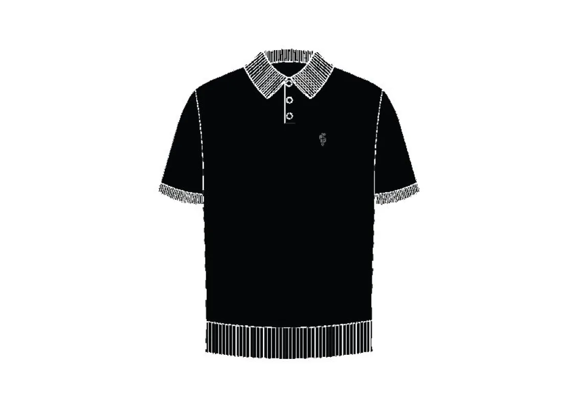 Father Sons Classic Plain Black Knitted Polo Short Sleeve - FSN108 sold by Father Sons