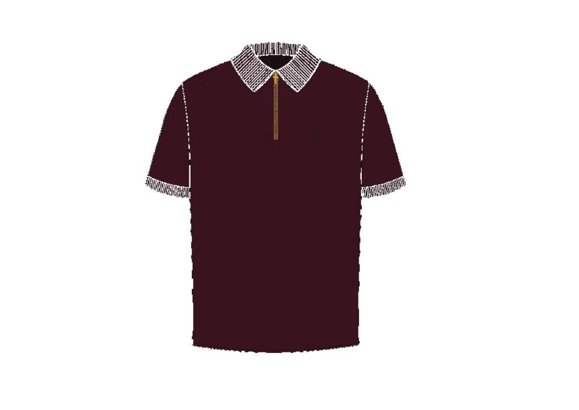 Classic Plum and Gold Zipped Polo Shirt - FSH855 made by Father Sons