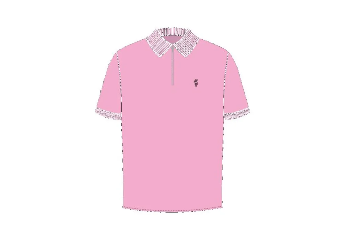 Classic Pink and Silver Zipped Polo Shirt - FSH854 sold by Father Sons