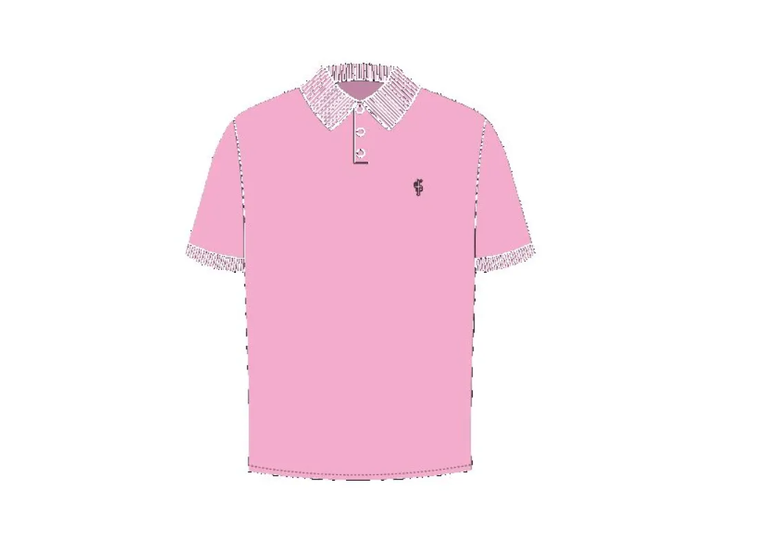 Classic Pink Polo Shirt with Tonal Button and Embroidery - FSH878 sold by Father Sons