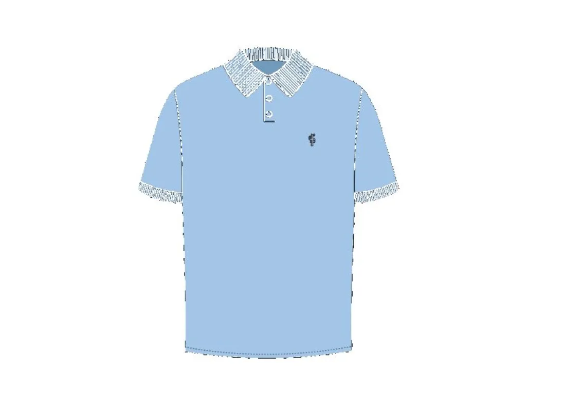 Father Sons Classic Light Blue  Polo Shirt with Tonal Button and Embroidery - FSH880 sold by Father Sons