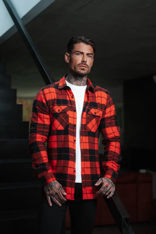Father Sons Red / Black Check Shacket With Double Pockets - FS1037 sold by Father Sons
