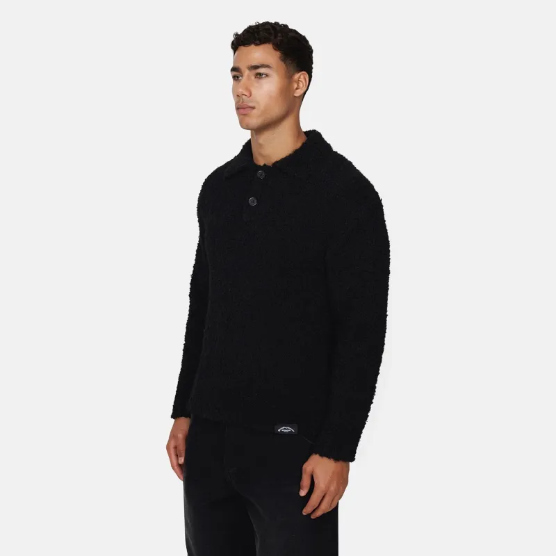 Cozy Boucle Knitwear Black Polo sold by Good For Nothing Clothing