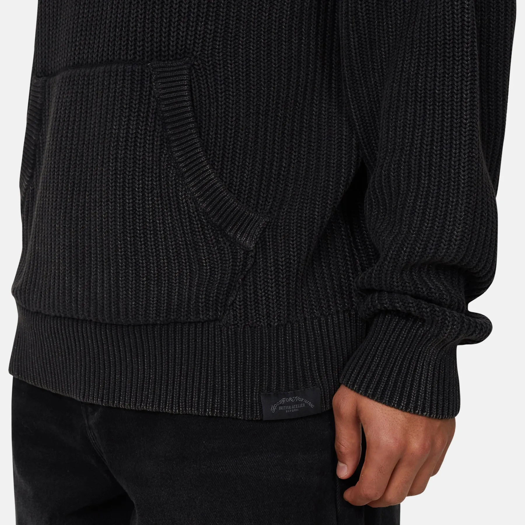 Acid Wash Cable Knitwear Hoodie sold by Good for Nothing product image thumbnail 4