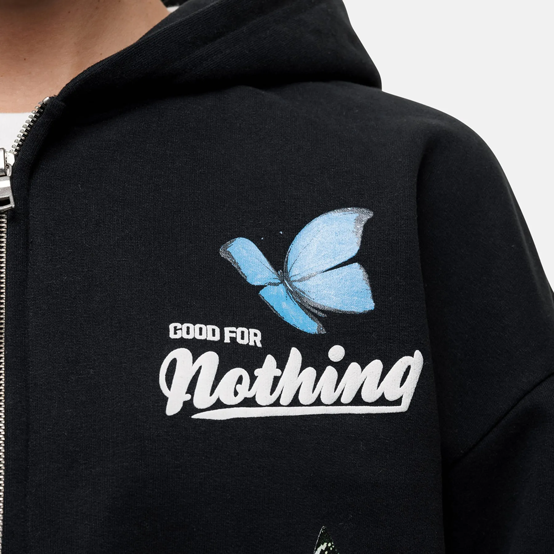 Flight Washed Black Crop Zip Hoodie sold by Good For Nothing Clothing product image thumbnail 3
