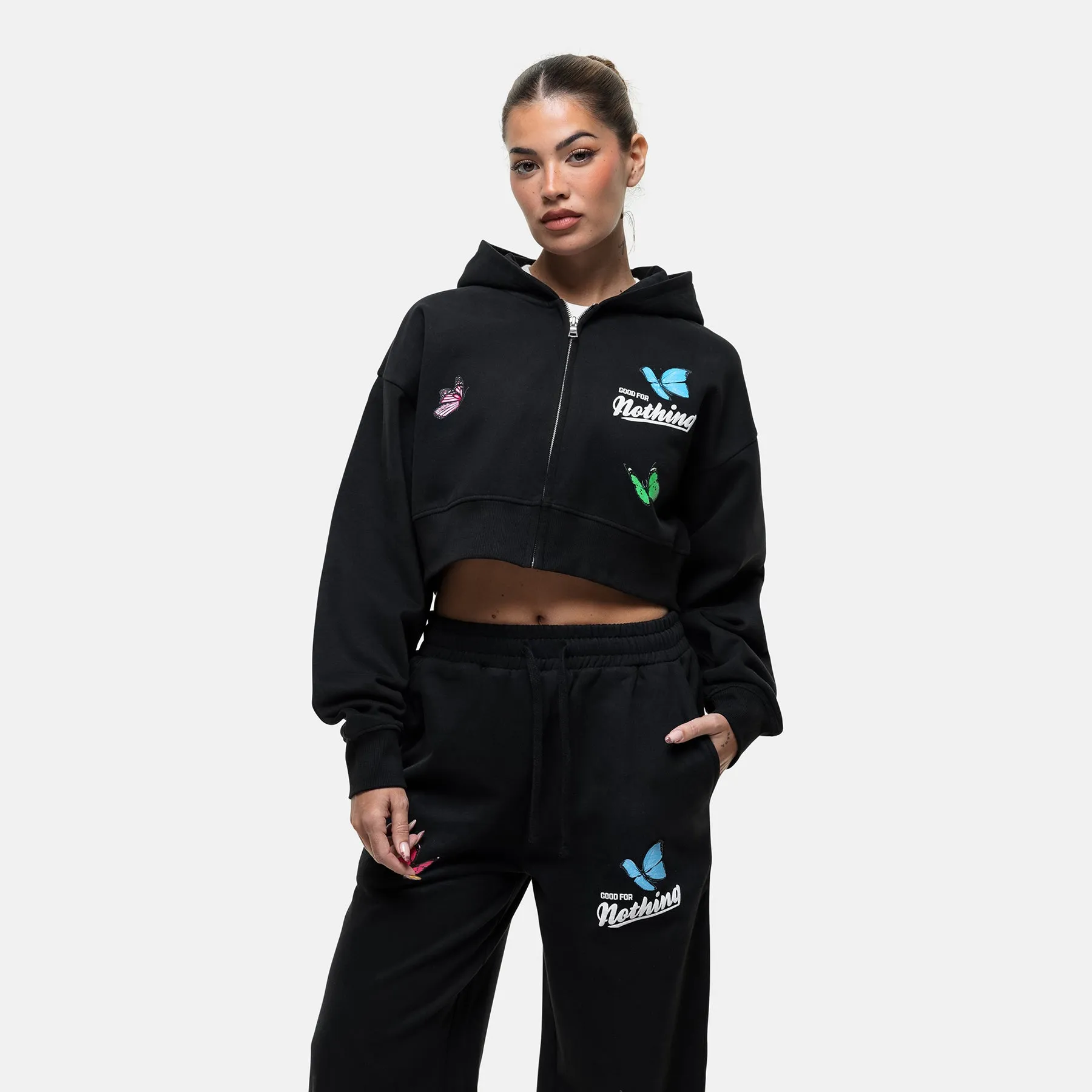 Flight Washed Black Crop Zip Hoodie sold by Good For Nothing Clothing product image thumbnail 4
