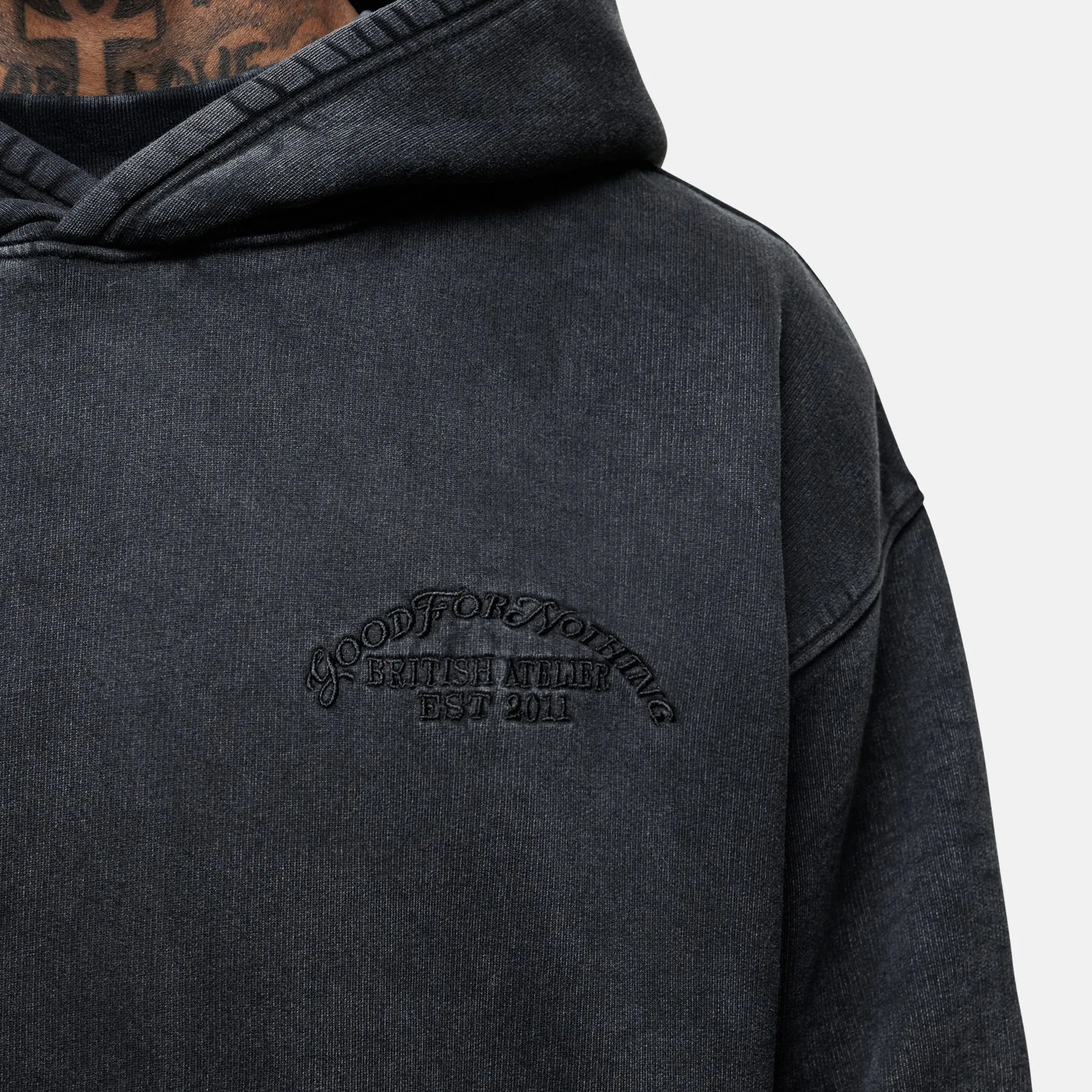 Vintage Black Wash Hoodie sold by Good for Nothing product image thumbnail 2