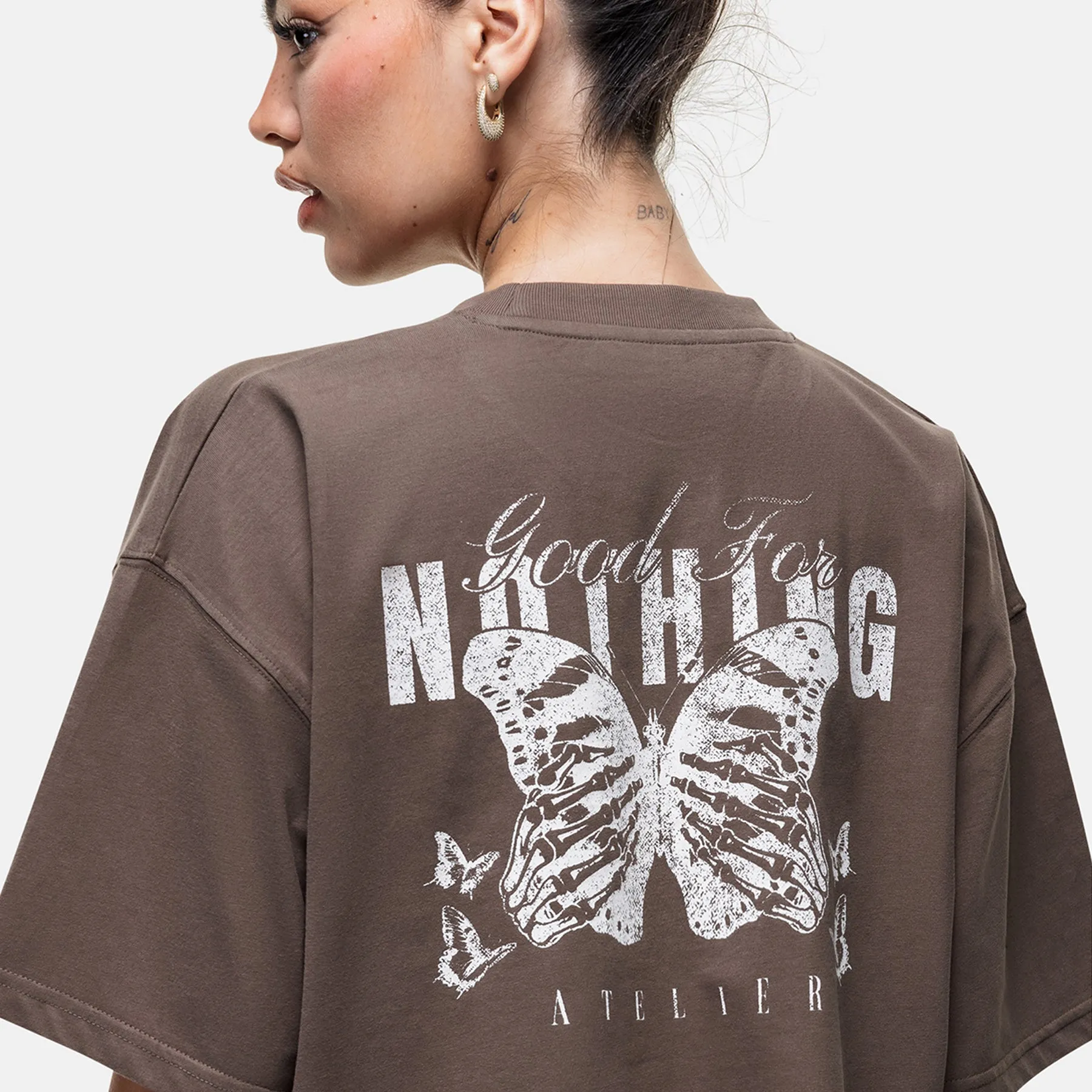 Washed Taupe Butterfly T-shirt sold by Good for Nothing product image thumbnail 4