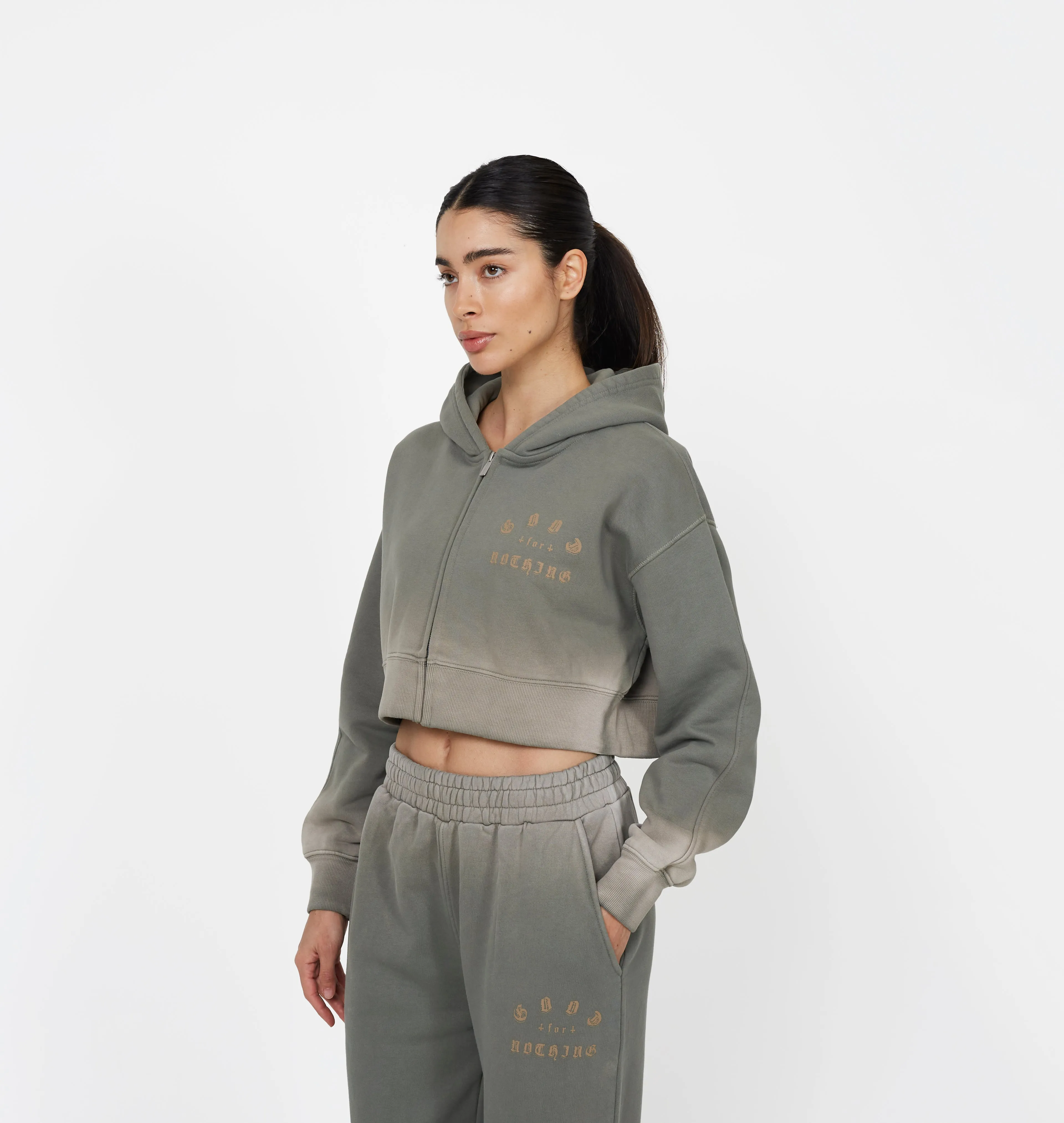 Sprayed Cali Green Crop Zip Hoodie sold by Good for Nothing product image thumbnail 4
