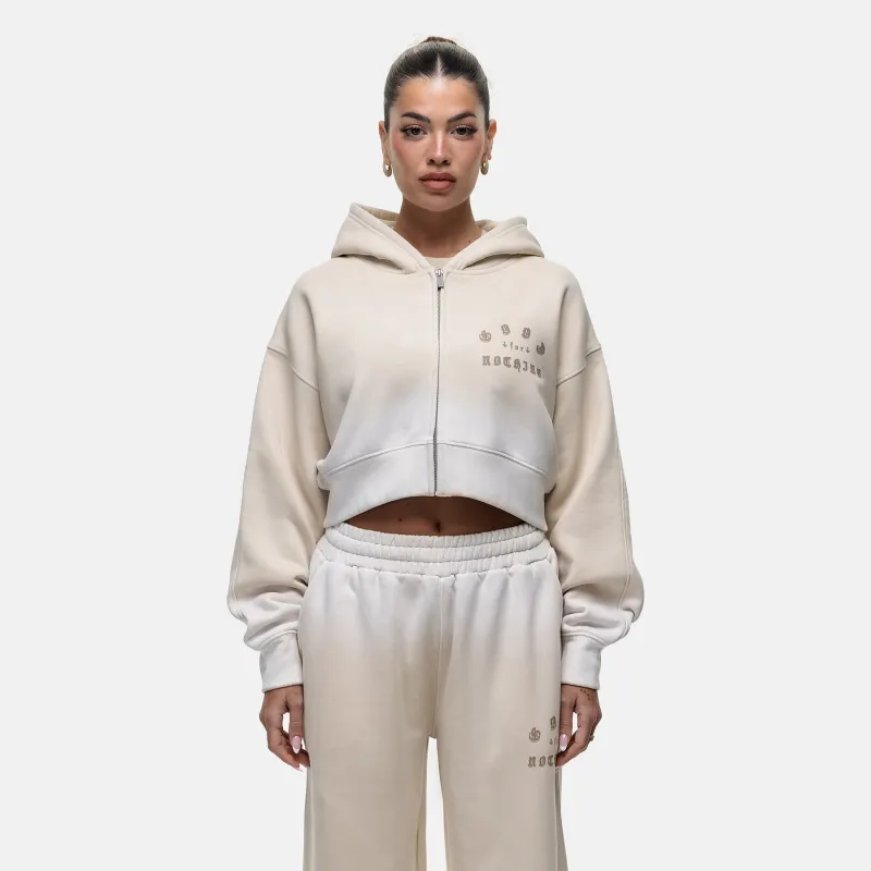 Sprayed Cali Cream Crop Zip Hoodie sold by Good For Nothing Clothing