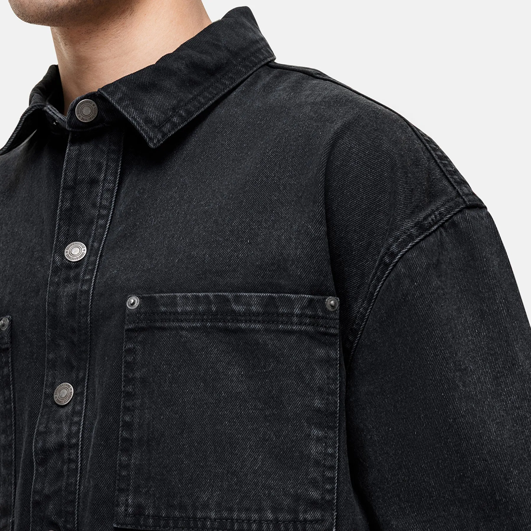 Washed Black Denim Overshirt sold by Good For Nothing Clothing product image thumbnail 5