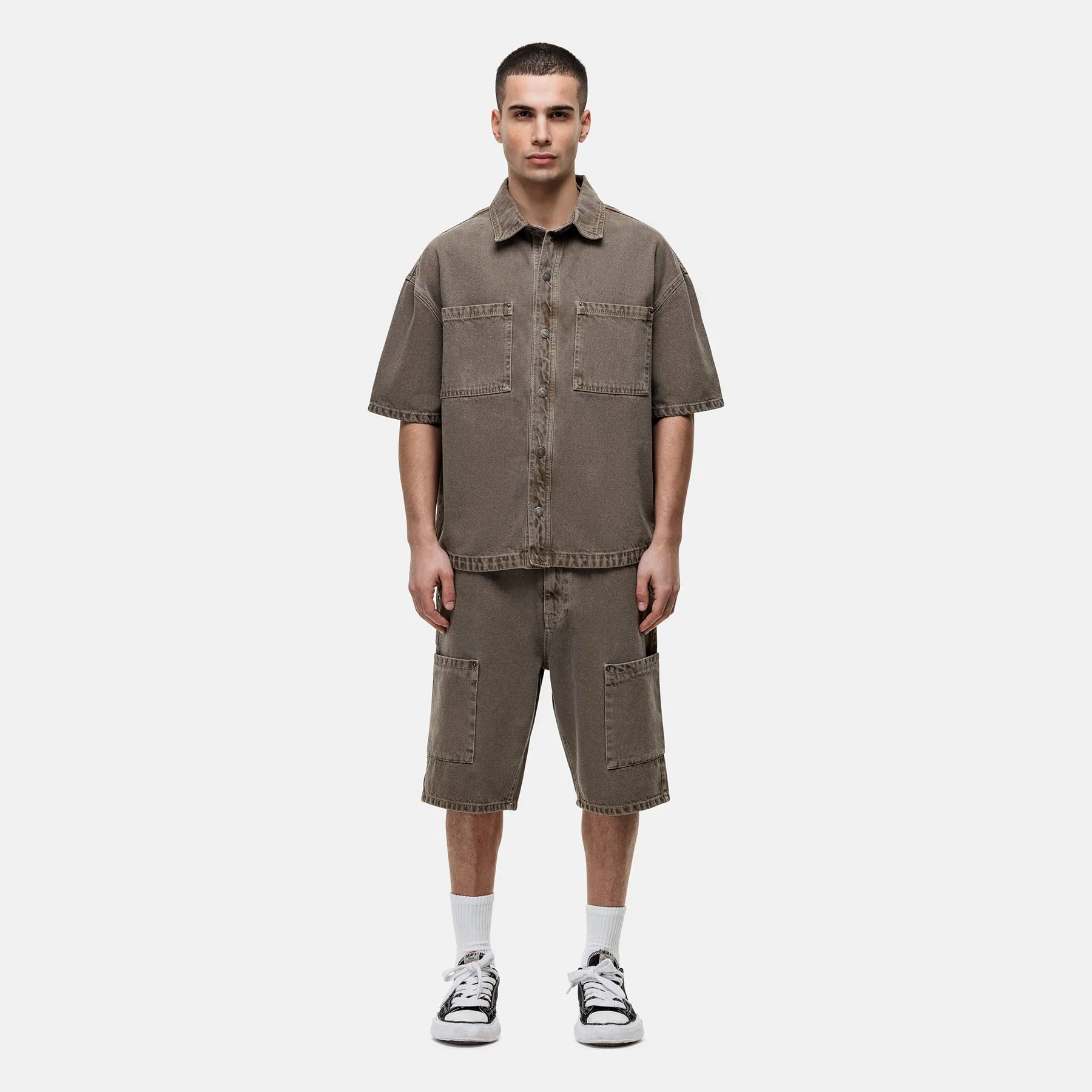 Washed Taupe Denim Overshirt sold by Good For Nothing Clothing product image thumbnail 3