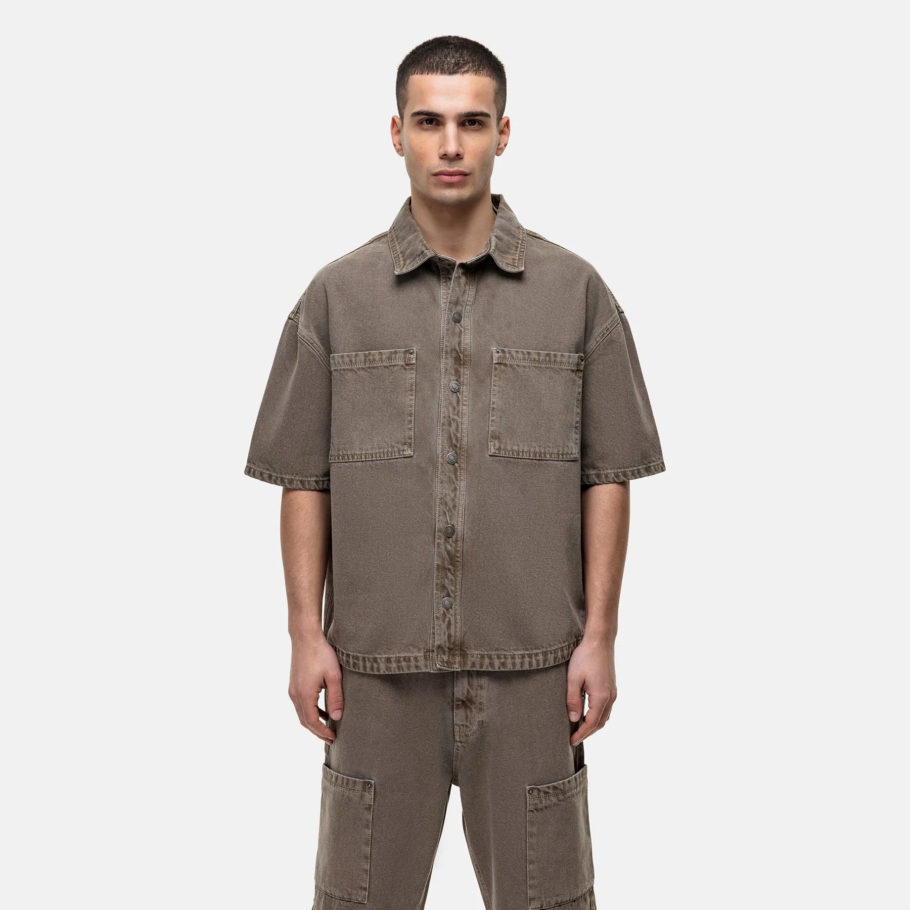 Washed Taupe Denim Overshirt sold by Good For Nothing Clothing