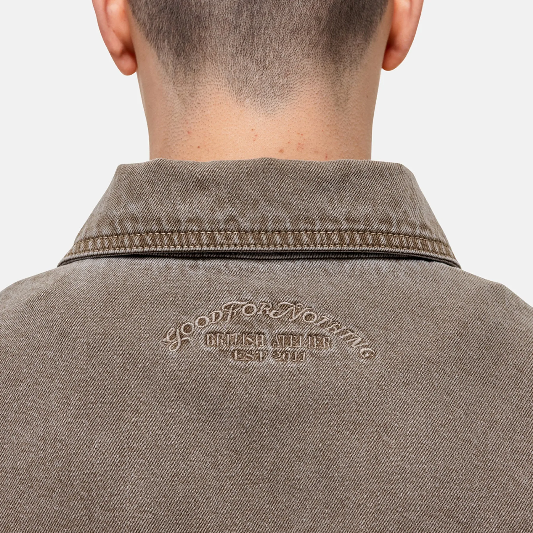 Washed Taupe Denim Overshirt sold by Good For Nothing Clothing product image thumbnail 4