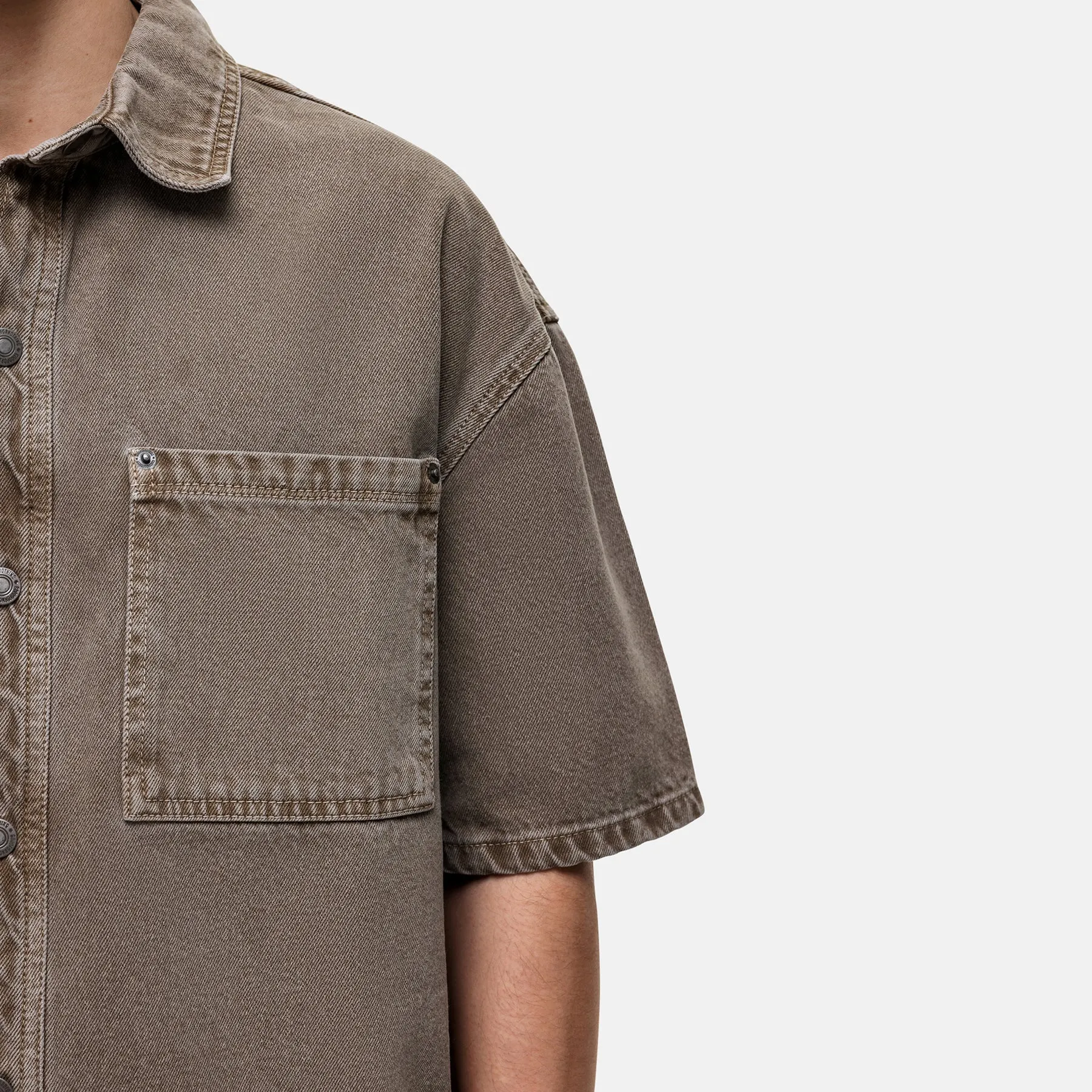 Washed Taupe Denim Overshirt sold by Good For Nothing Clothing product image thumbnail 5