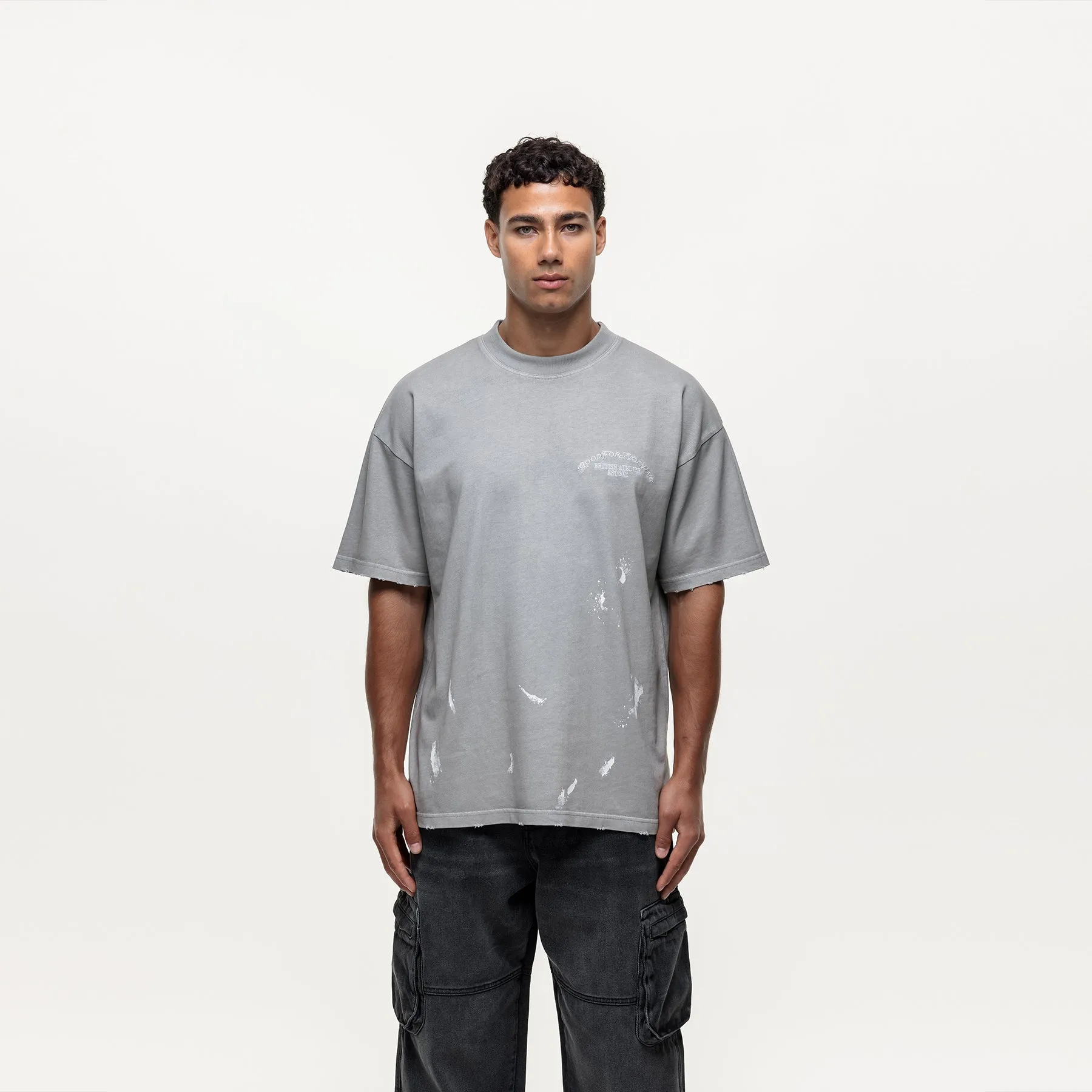 Abrade Grey Sprayed T-shirt sold by Good For Nothing Clothing