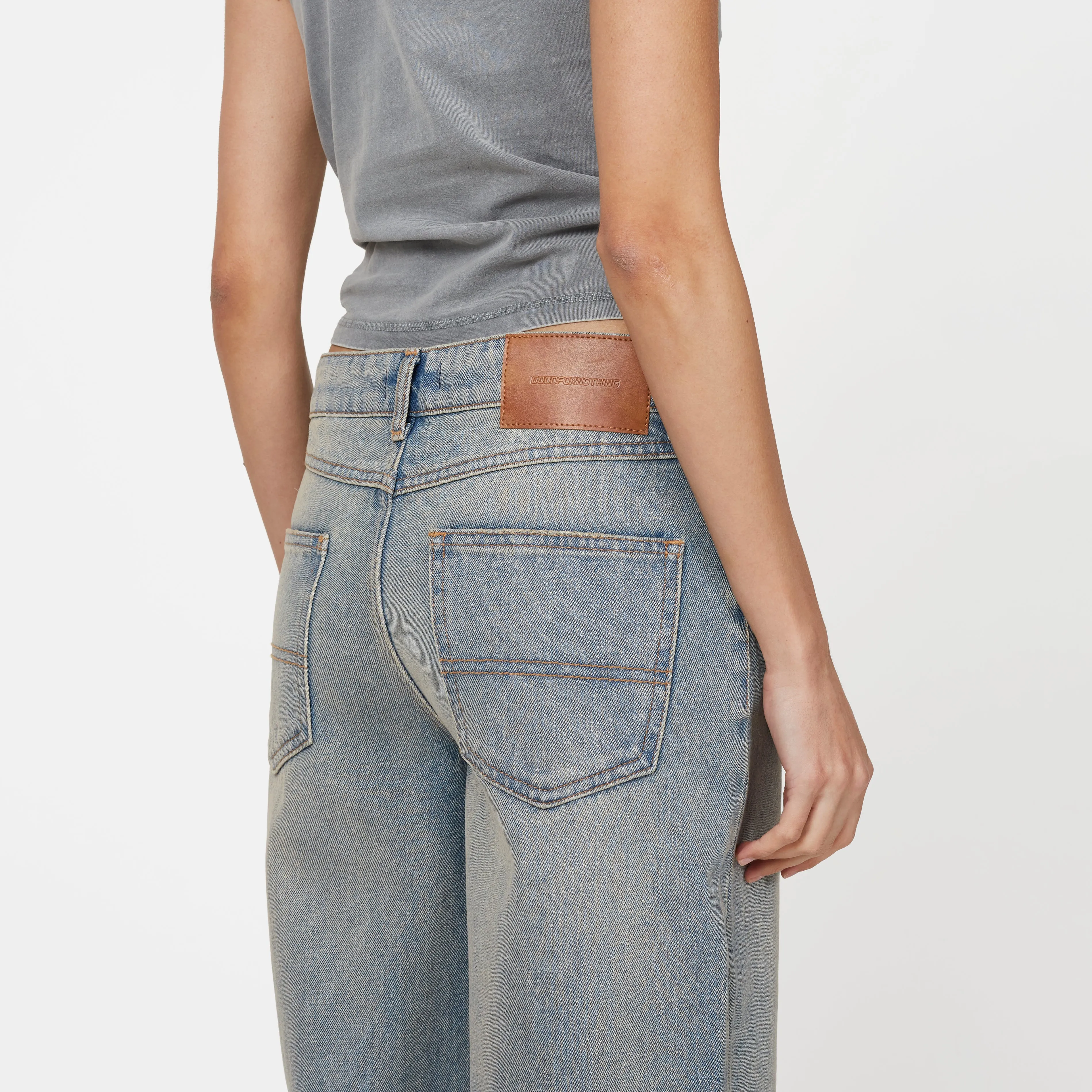 Heavy Washed Light Blue Denim Jeans sold by Good For Nothing Clothing product image thumbnail 4