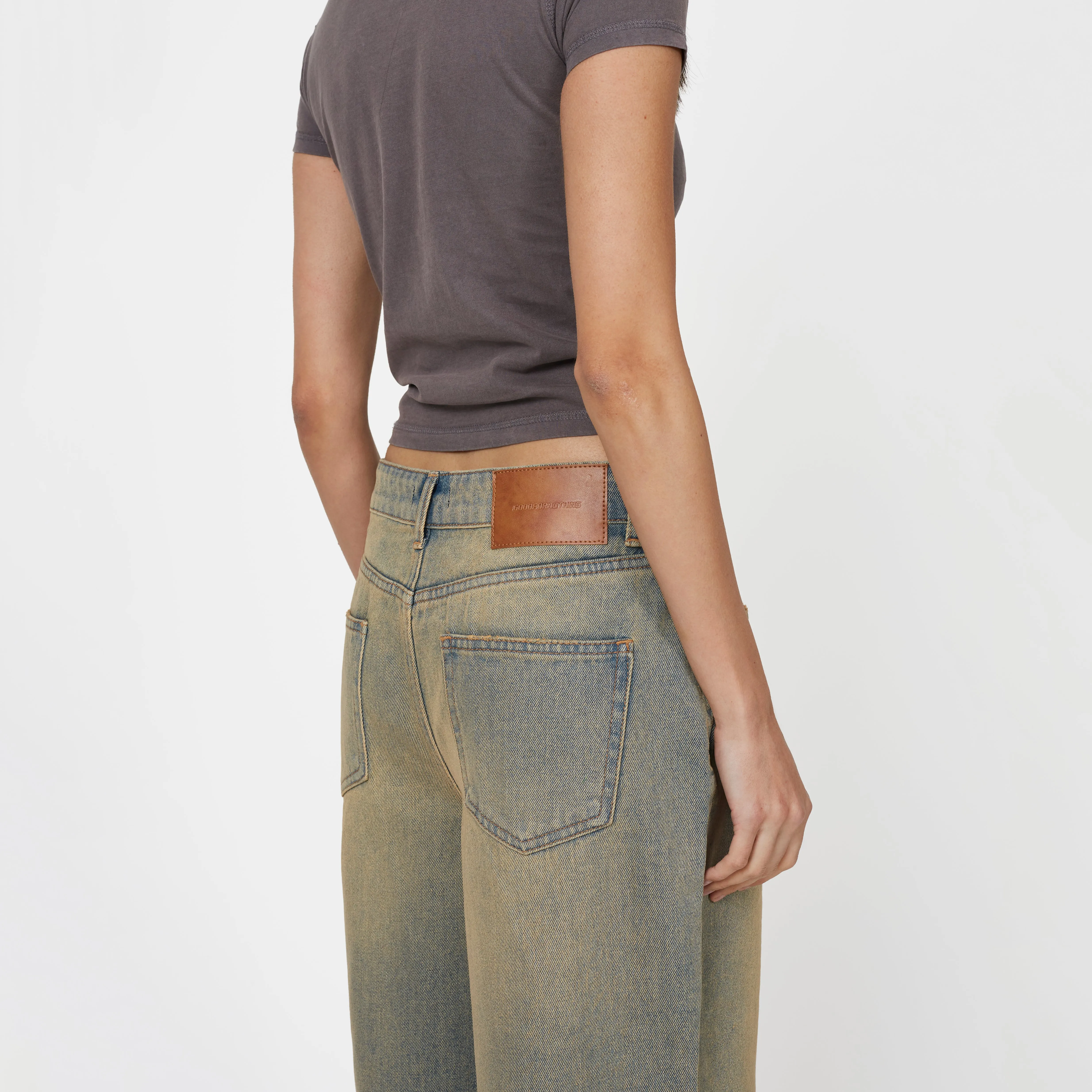 Heavy Washed Sand Blue Denim Jorts sold by Good For Nothing Clothing product image thumbnail 3