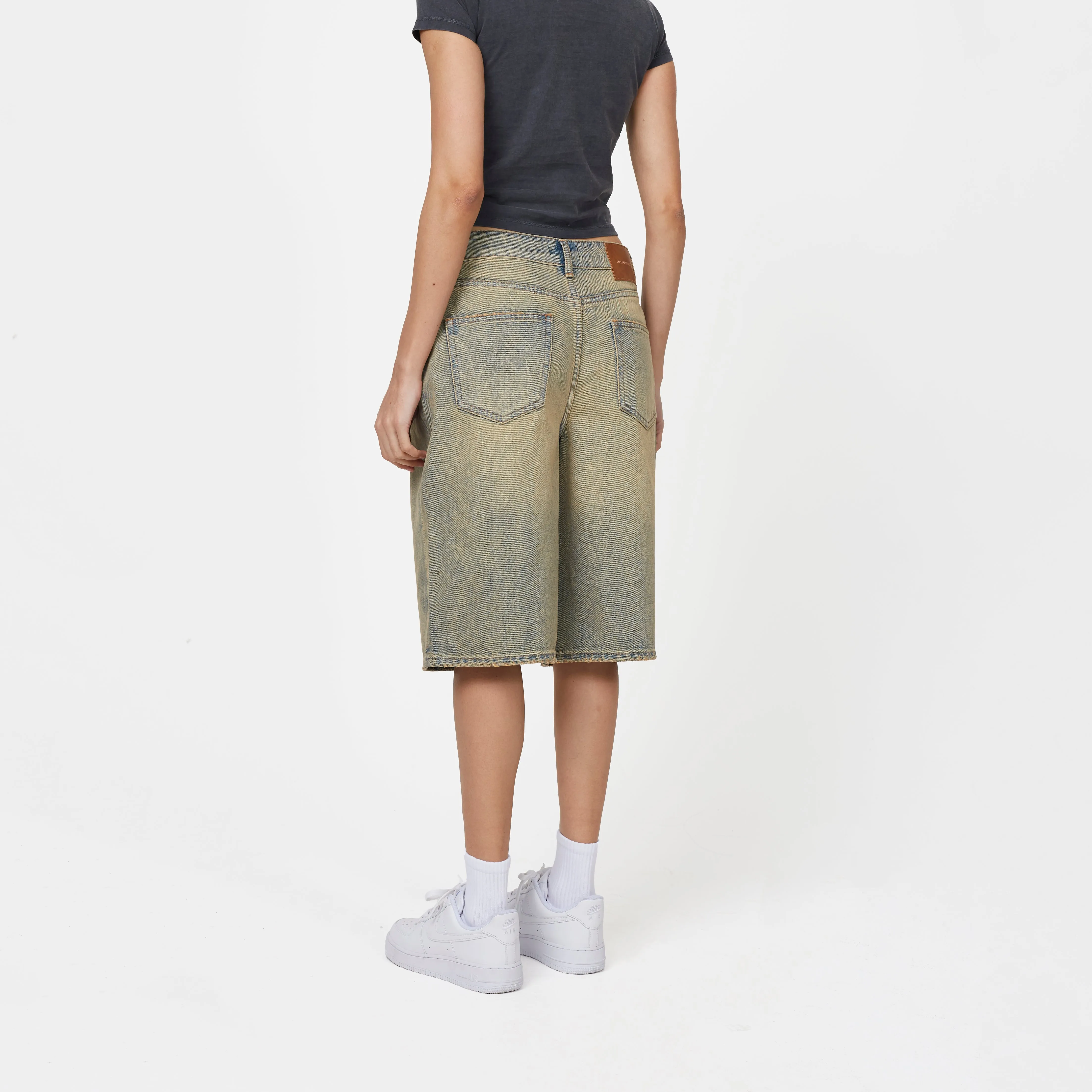 Heavy Washed Sand Blue Denim Jorts sold by Good For Nothing Clothing product image thumbnail 4