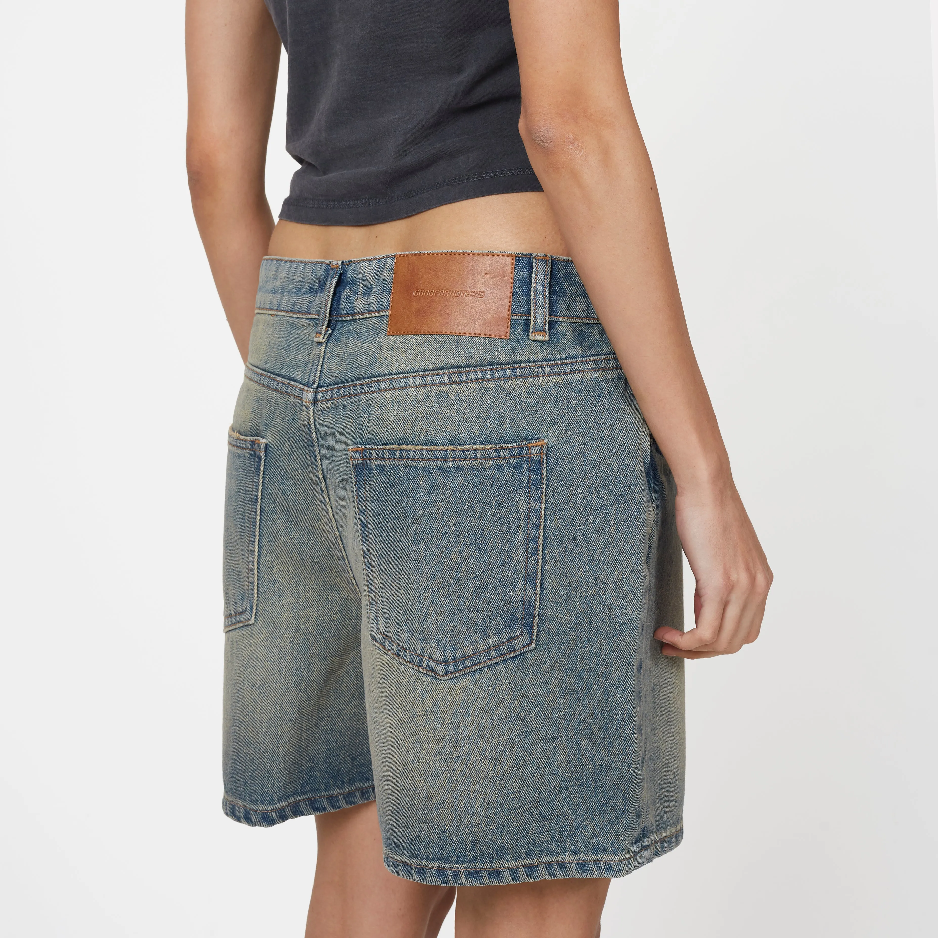 Heavy Washed Faded Blue Denim Shorts sold by Good for Nothing product image thumbnail 5