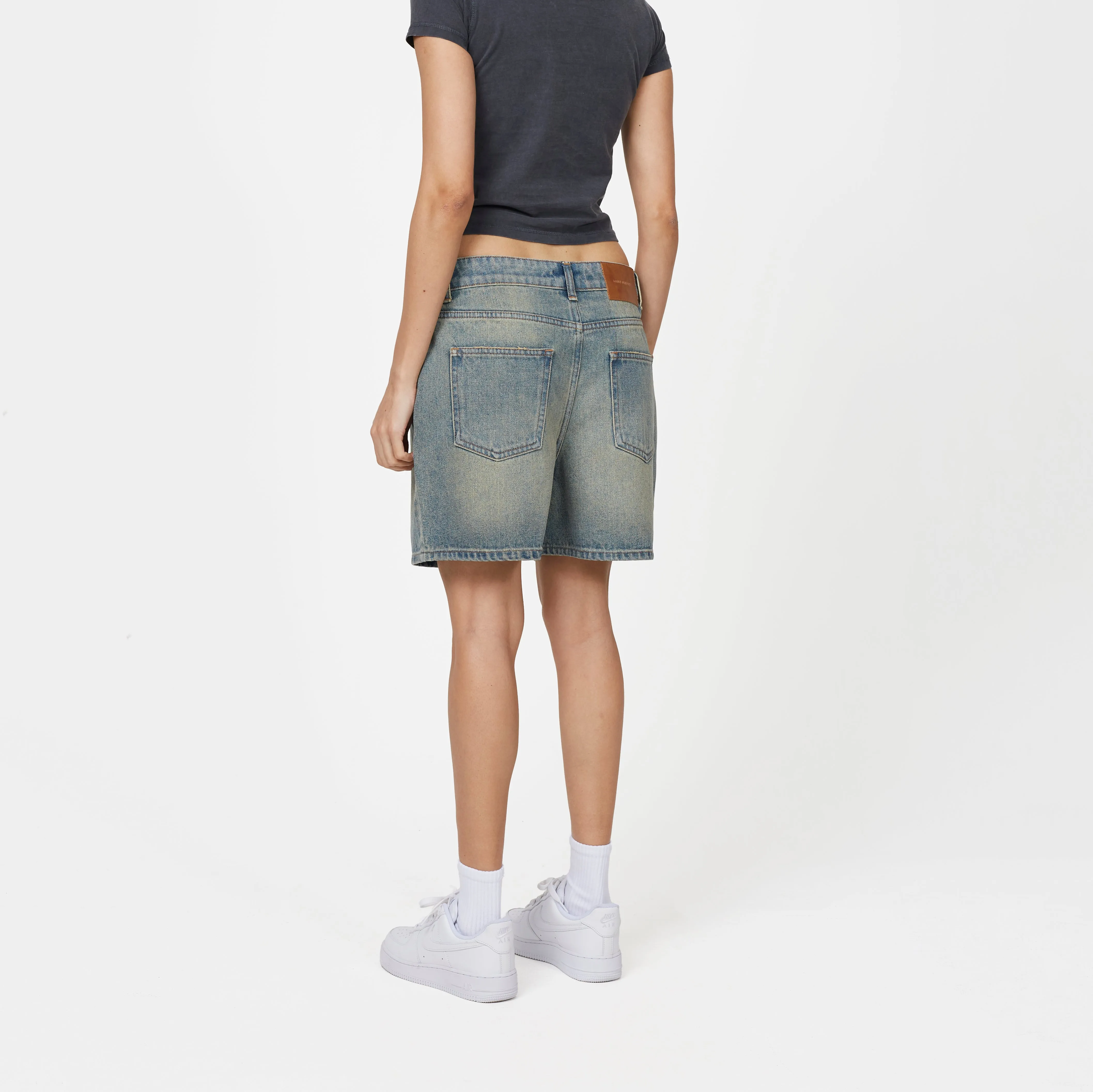 Heavy Washed Faded Blue Denim Shorts sold by Good for Nothing product image thumbnail 3