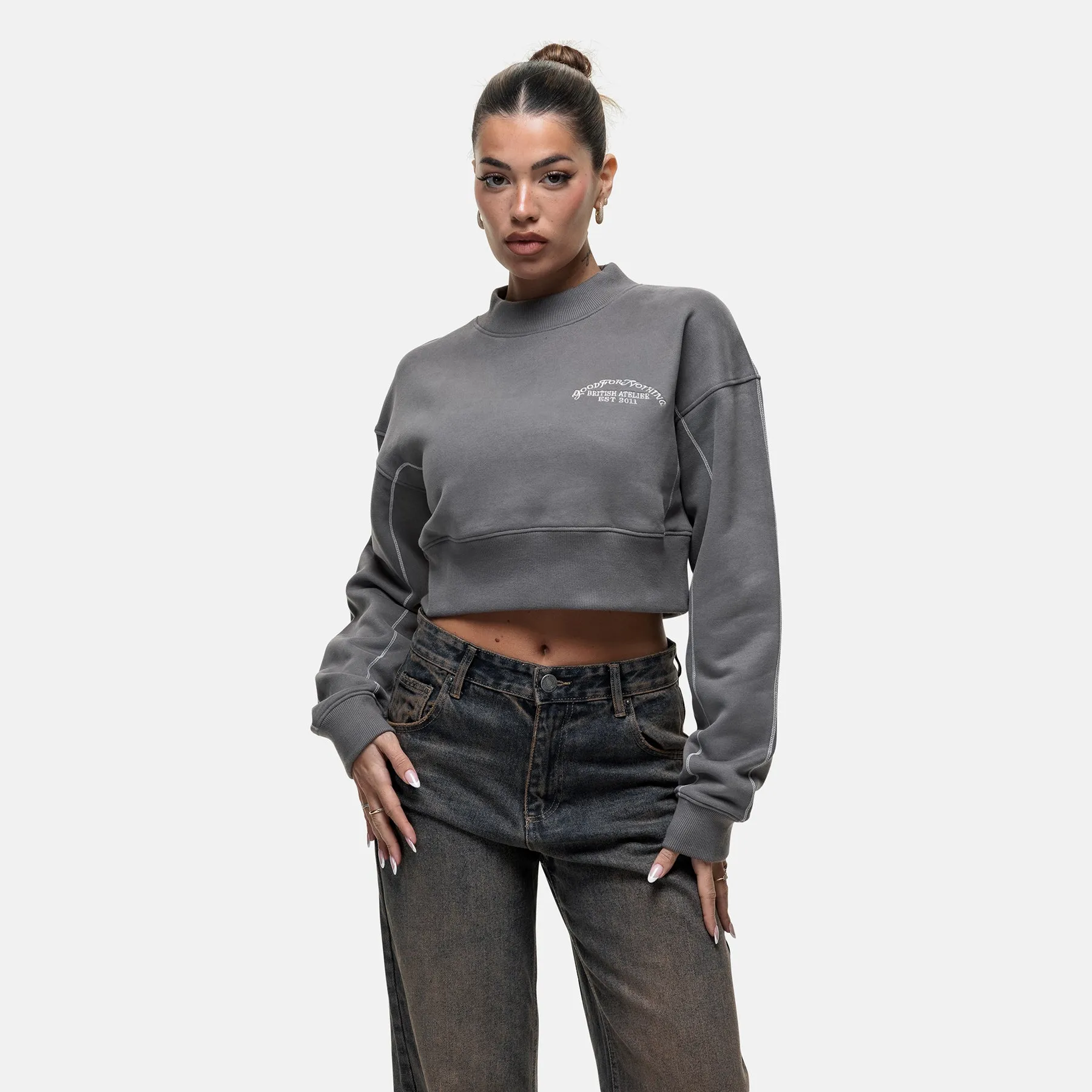 Overlock Washed Gunmetal Hoodie sold by Good for Nothing product image thumbnail 5