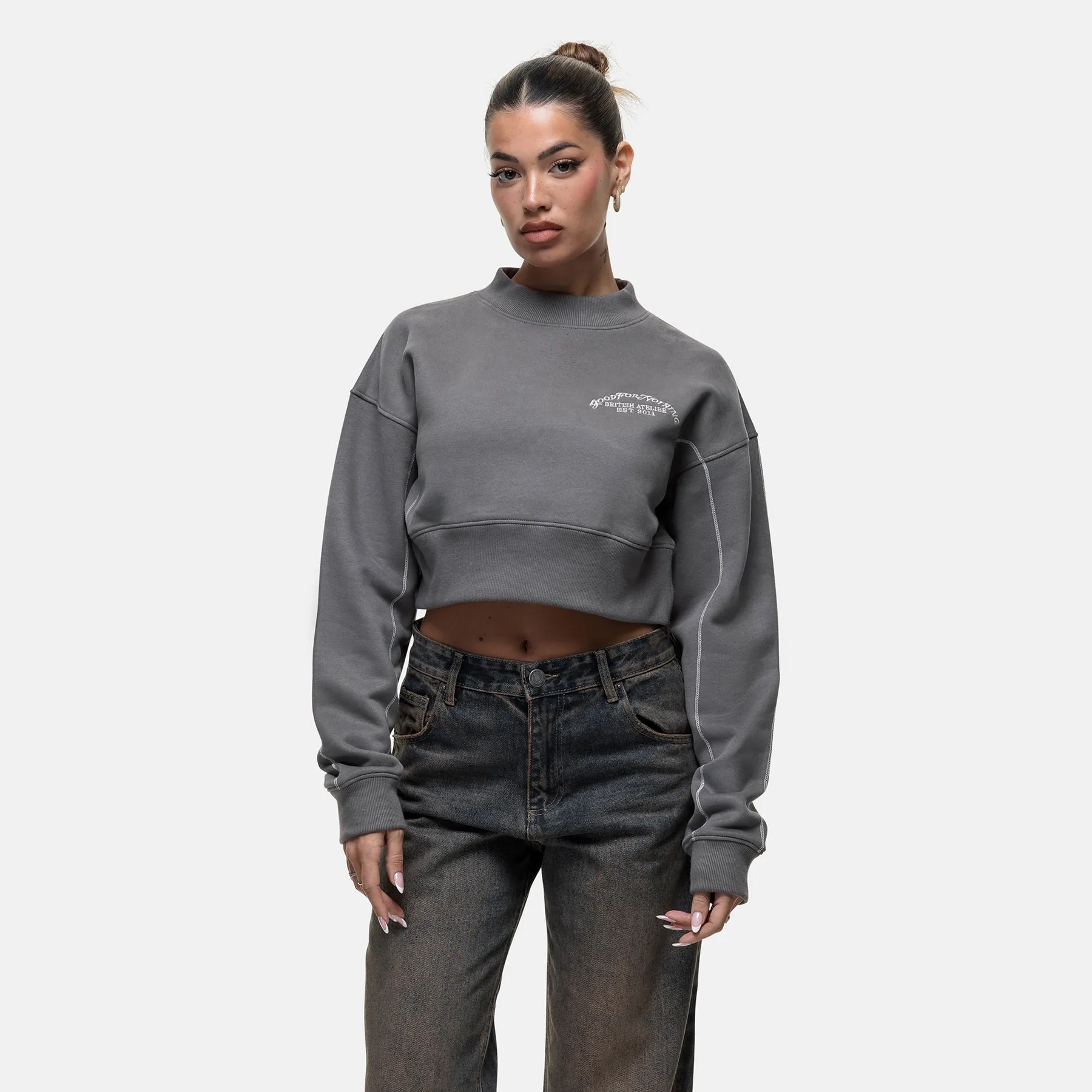 Overlock Washed Gunmetal Hoodie sold by Good for Nothing