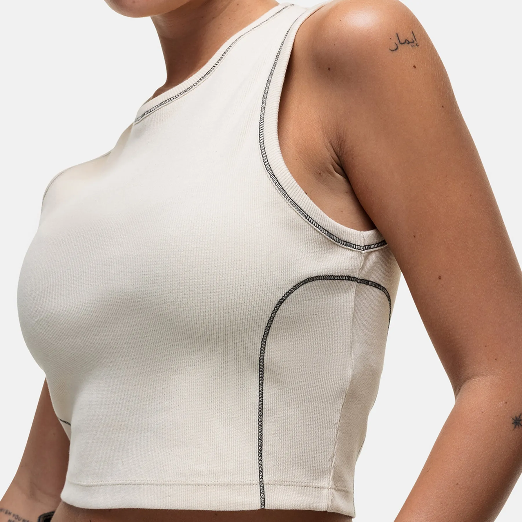 Overlock Vintage White Vest Top sold by Good For Nothing Clothing product image thumbnail 3