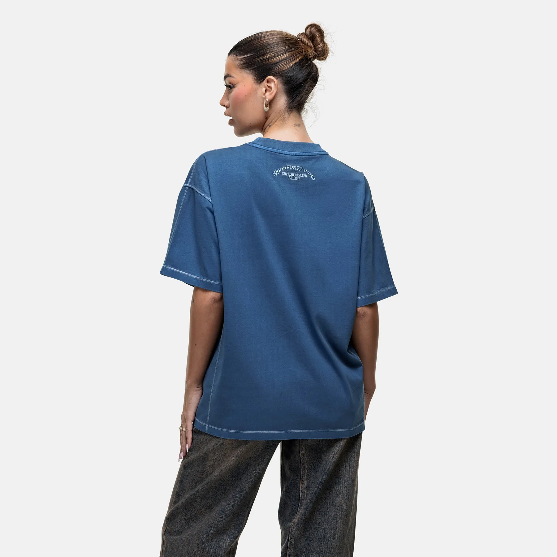 Overlock Washed Blue T-shirt sold by Good for Nothing product image thumbnail 2