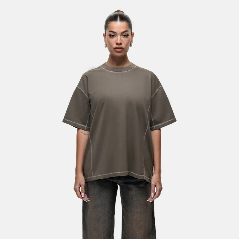 Overlock Washed Taupe T-shirt sold by Good For Nothing Clothing