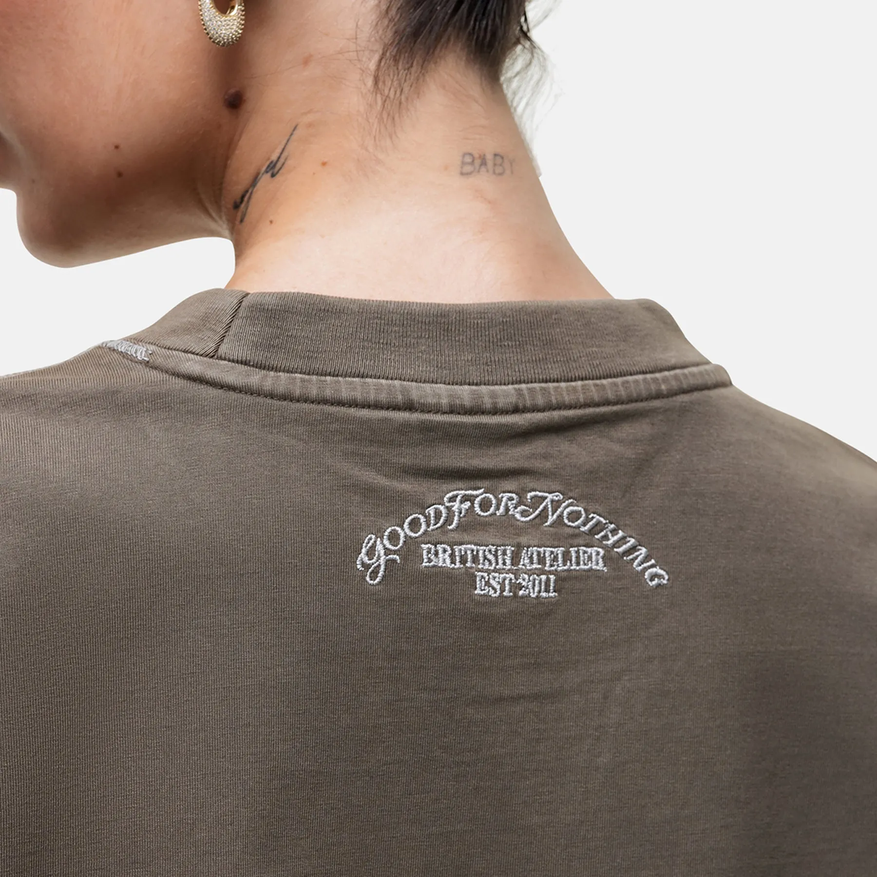 Overlock Washed Taupe T-shirt sold by Good for Nothing product image thumbnail 4