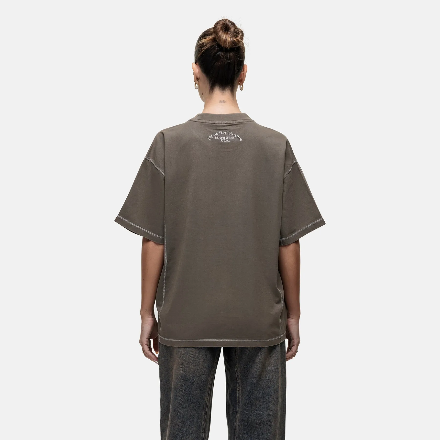 Overlock Washed Taupe T-shirt sold by Good for Nothing product image thumbnail 2