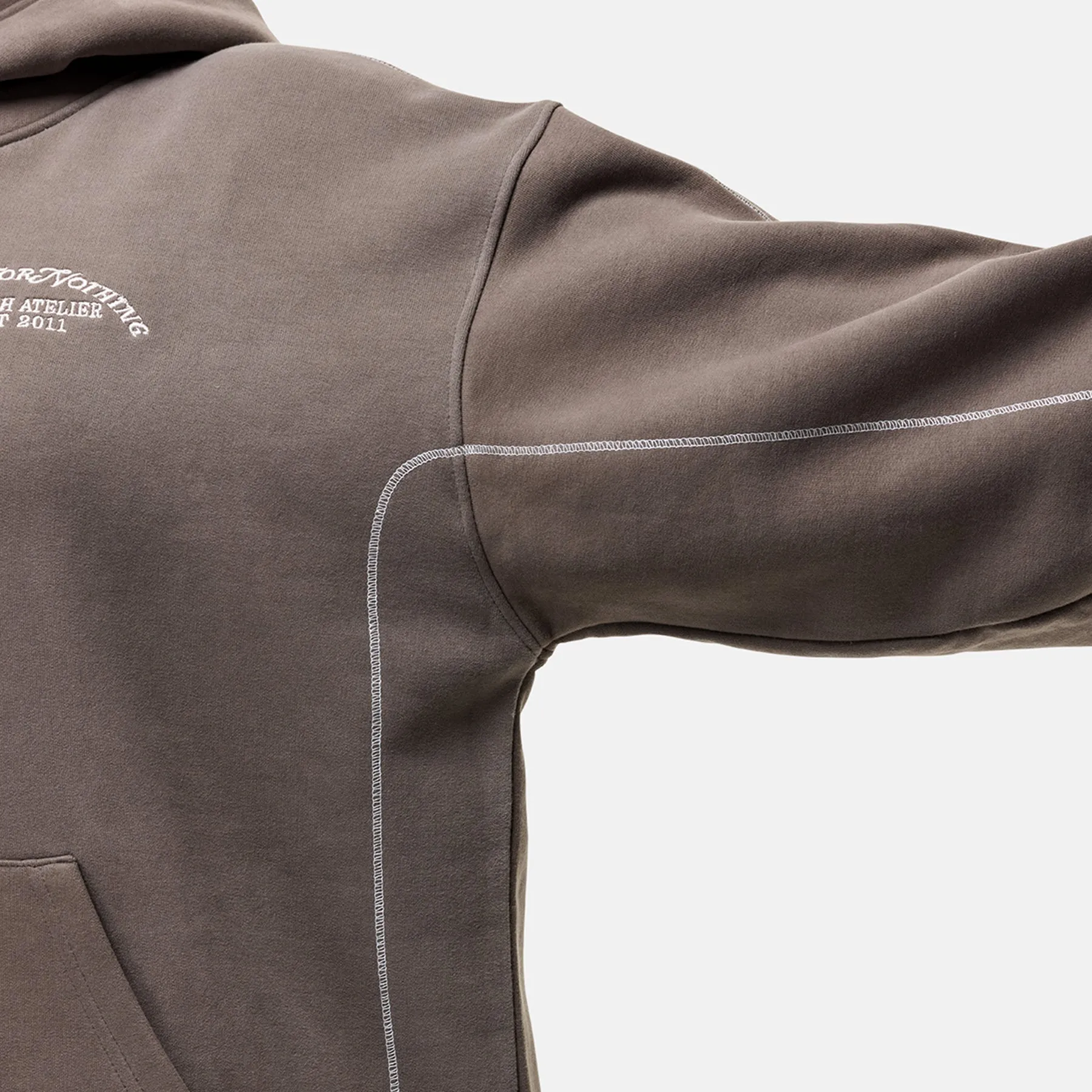 Overlock Washed Taupe Hoodie sold by Good For Nothing Clothing product image thumbnail 3