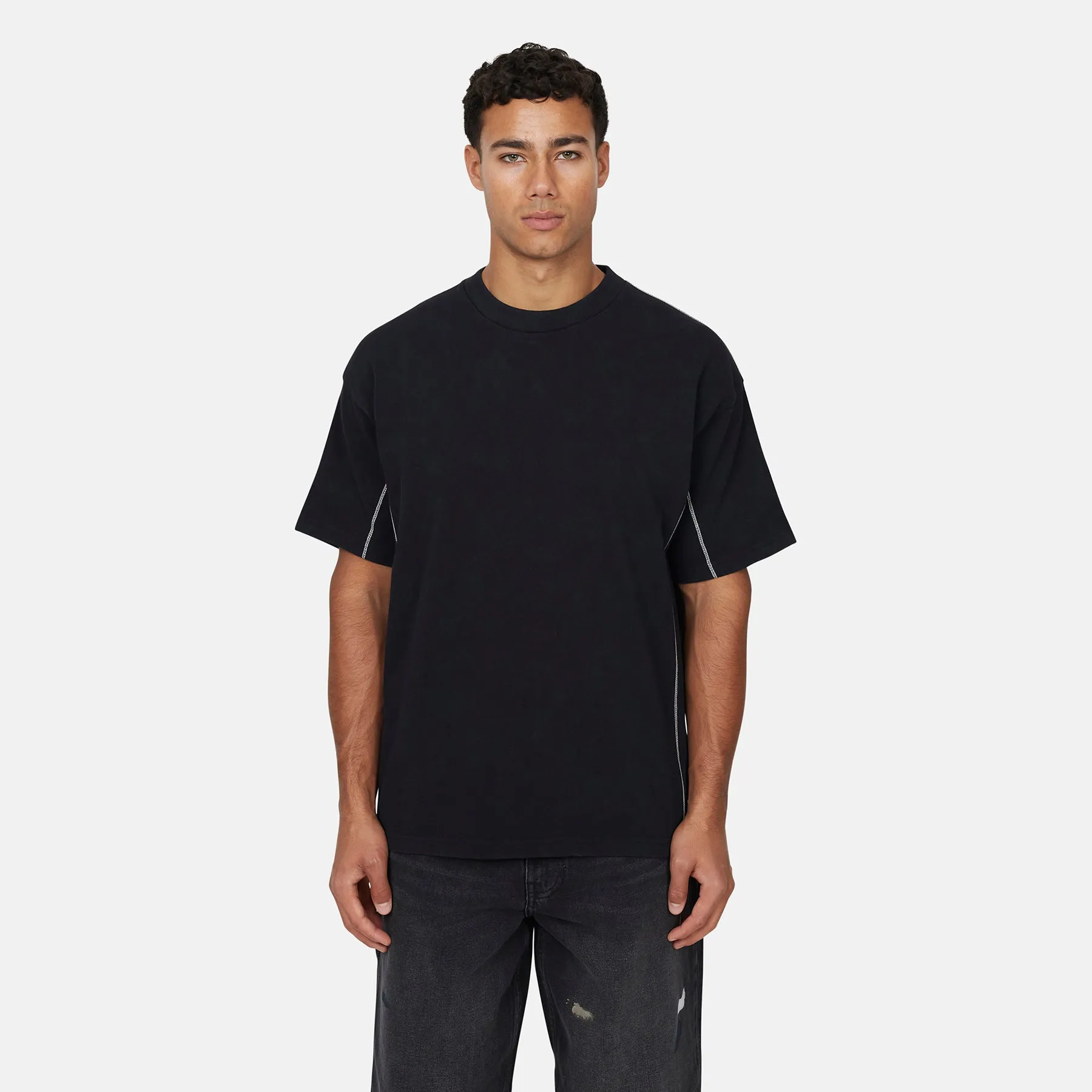 Overlock Washed Black T-shirt sold by Good For Nothing Clothing