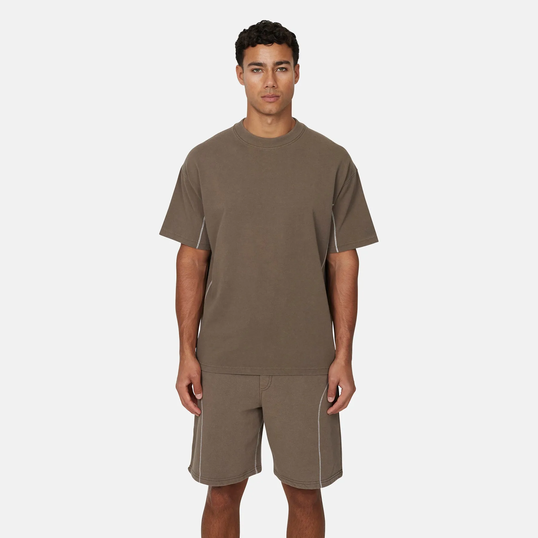 Overlock Washed Taupe T-shirt sold by Good For Nothing Clothing