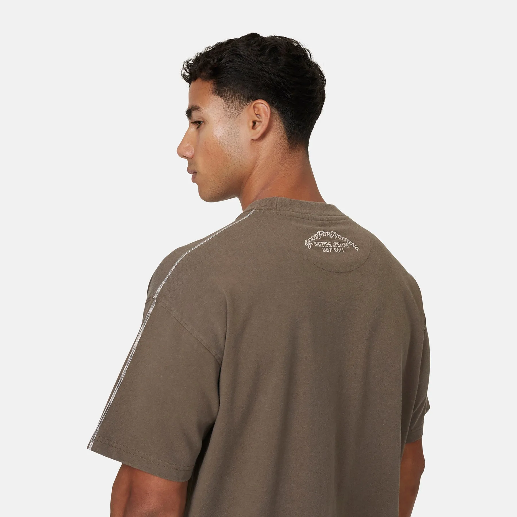 Overlock Washed Taupe T-shirt sold by Good For Nothing Clothing product image thumbnail 2