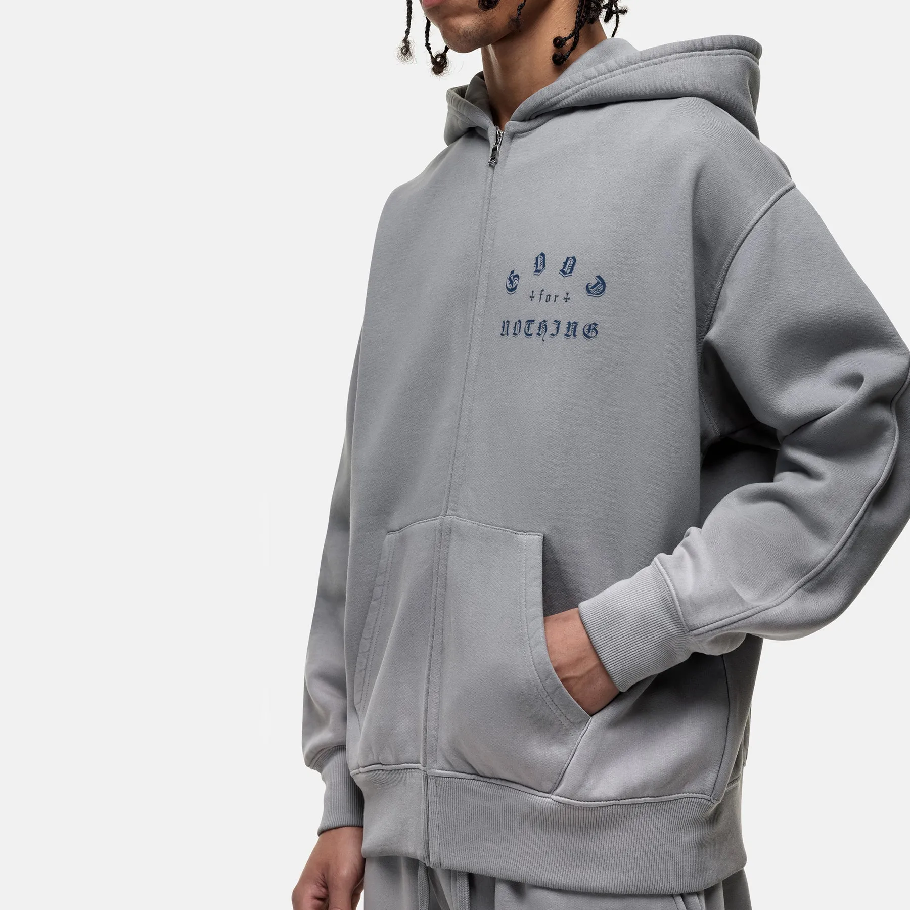 California Washed Grey Zip Hoodie sold by Good For Nothing Clothing product image thumbnail 4