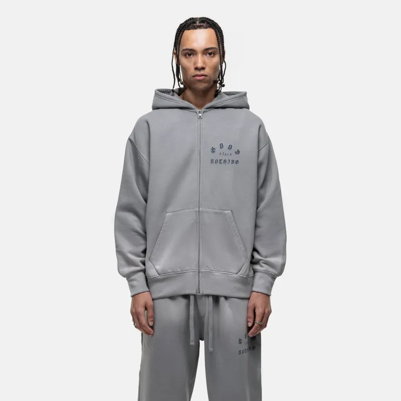 California Washed Grey Zip Hoodie sold by Good For Nothing Clothing