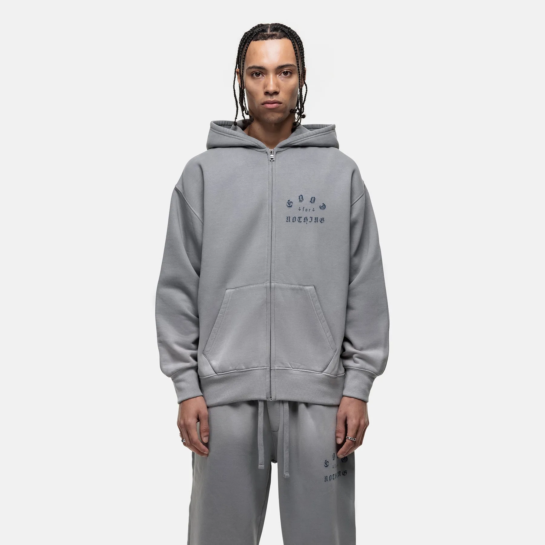 California Washed Grey Zip Hoodie sold by Good For Nothing Clothing