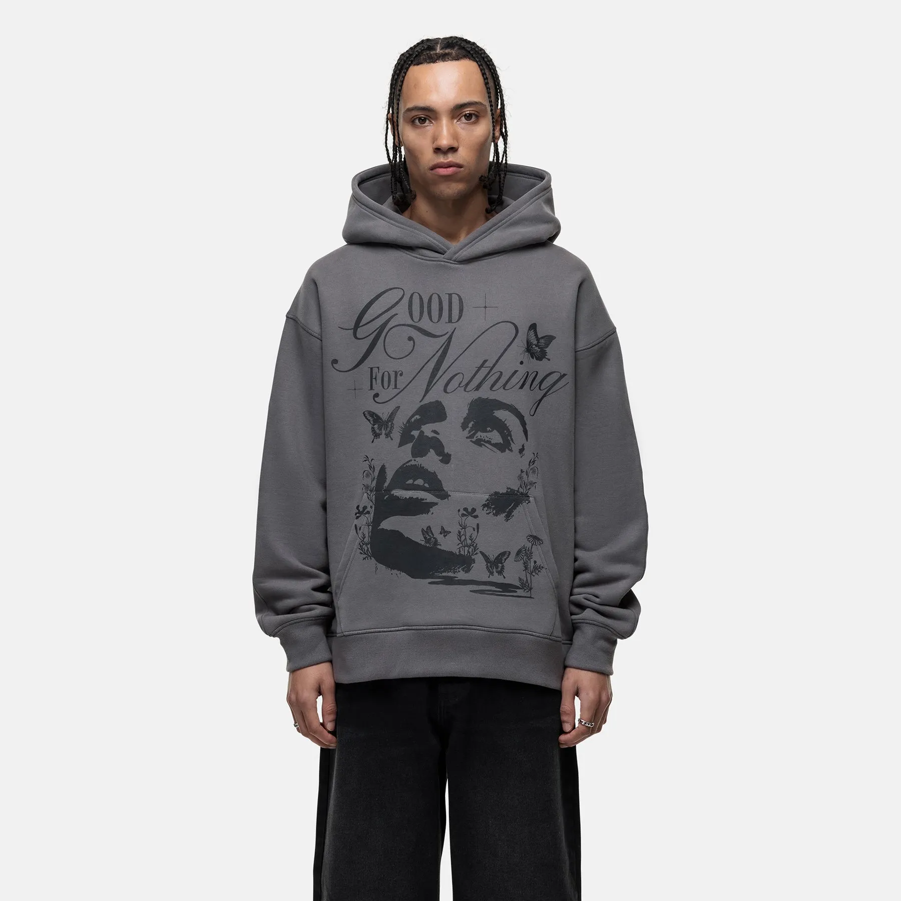 Blossom Washed Grey Hoodie sold by Good For Nothing Clothing