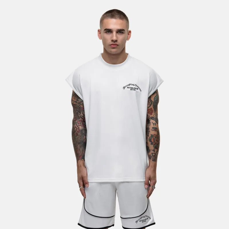 Atelier Mesh White Sleeveless T-shirt sold by Good For Nothing Clothing