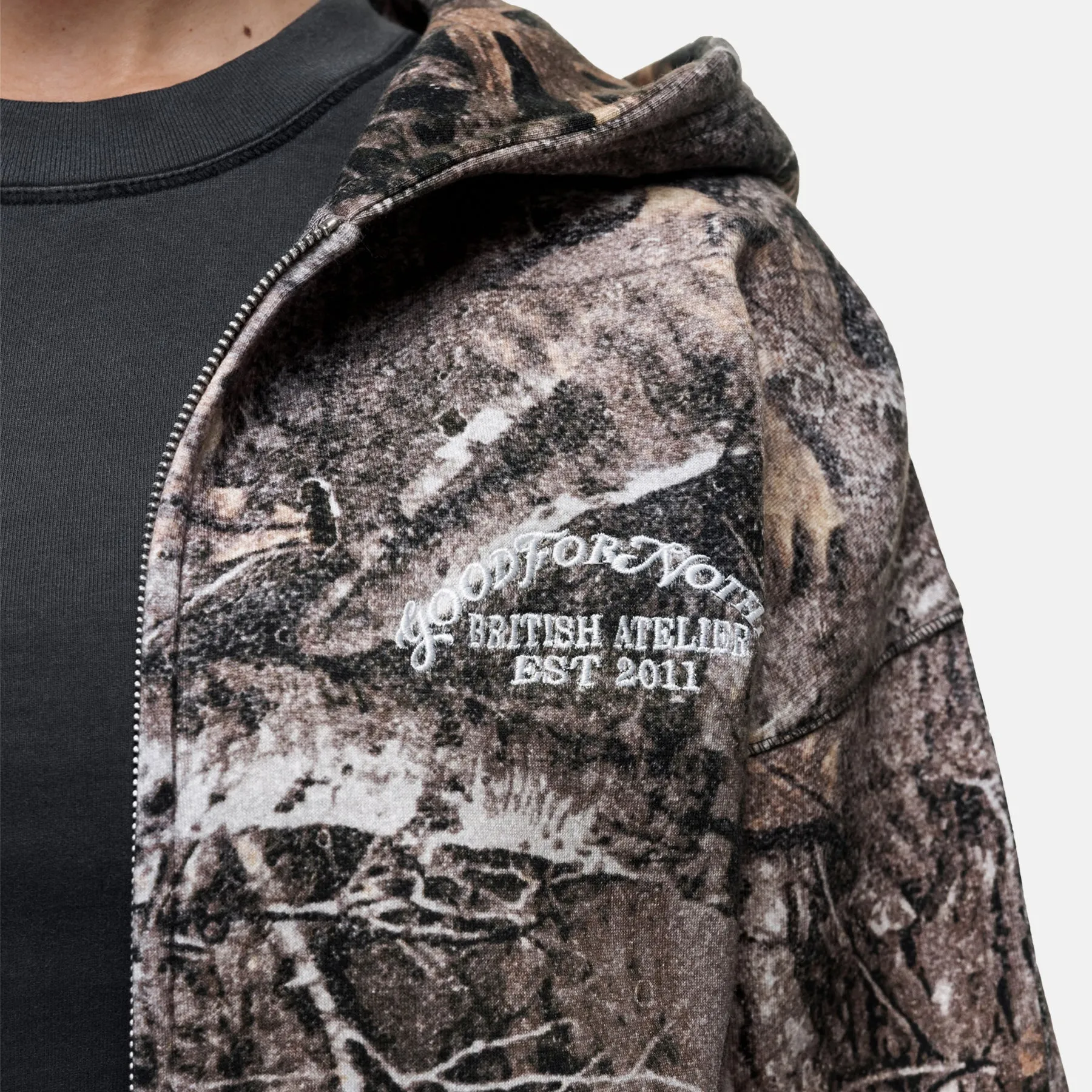 Woodland Camo Zip Hoodie sold by Good For Nothing Clothing product image thumbnail 5